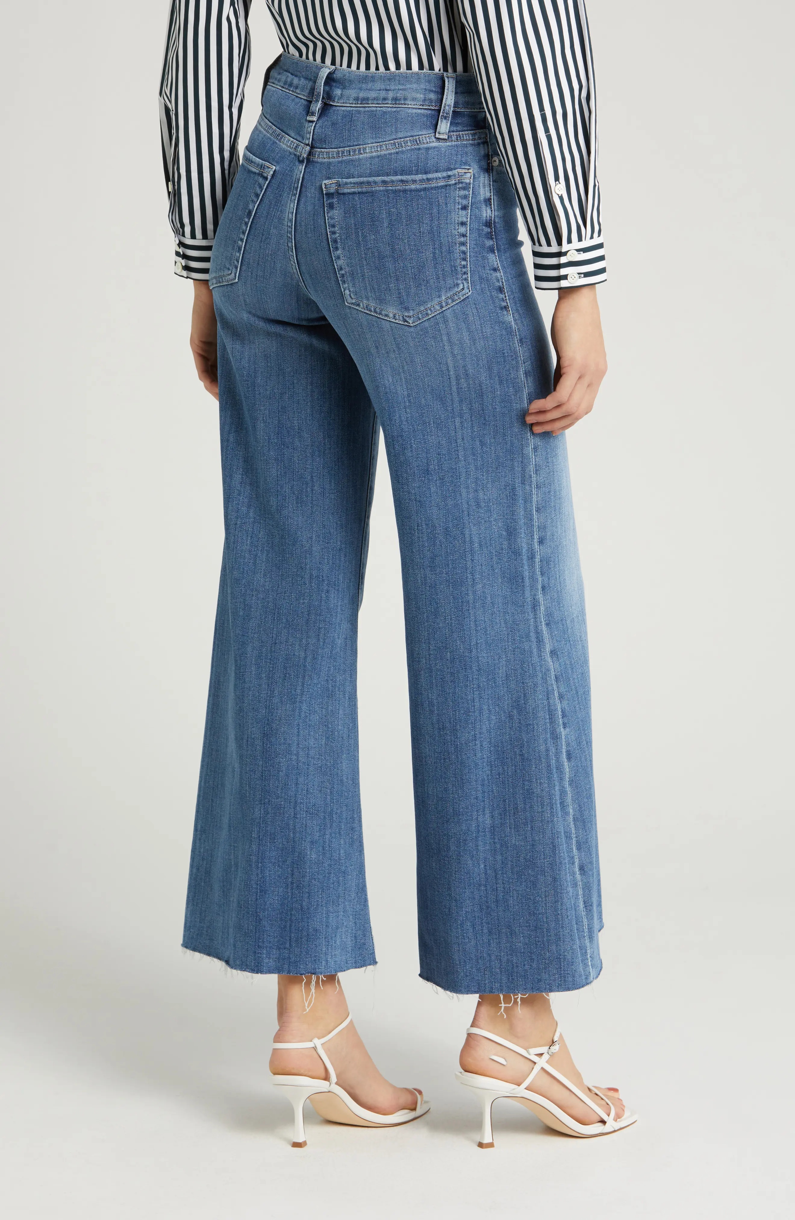 Le Palazzo High Waist Crop Wide Leg Jeans - 2