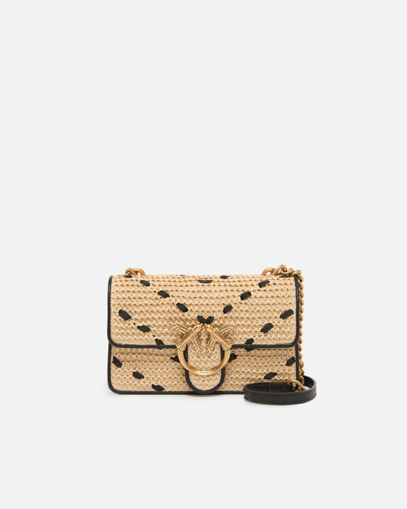 MINI LOVE BAG ONE LIGHT SMALL HANDBAG IN CHEVRON RAFFIA AND LEATHER 1