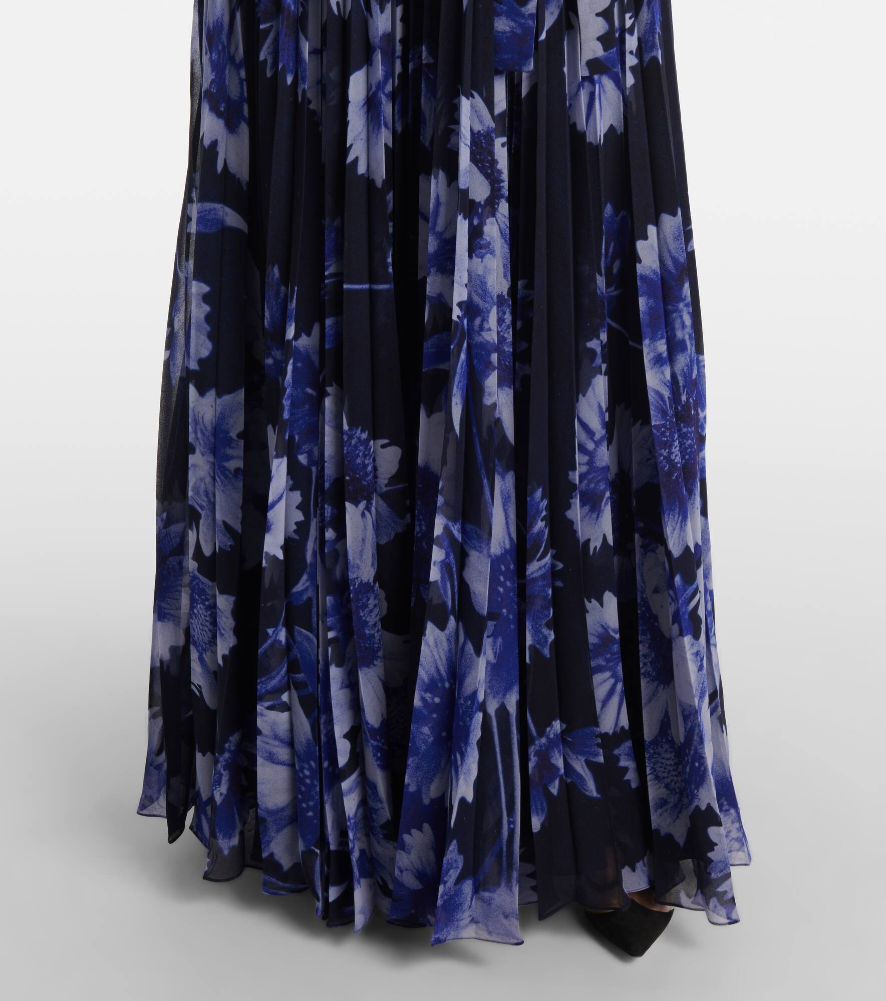 Floral pleated voile gown - 6