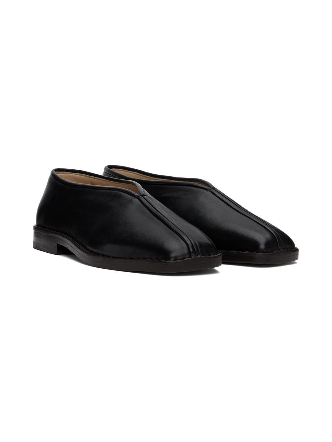 Black Flat Piped Slippers - 4