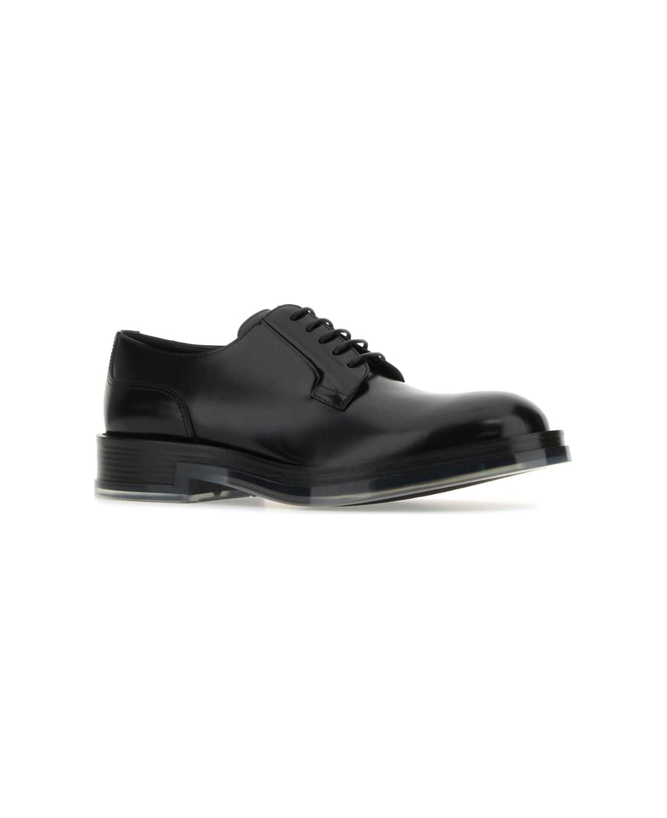 Black Leather Float Lace-up Shoes - 2