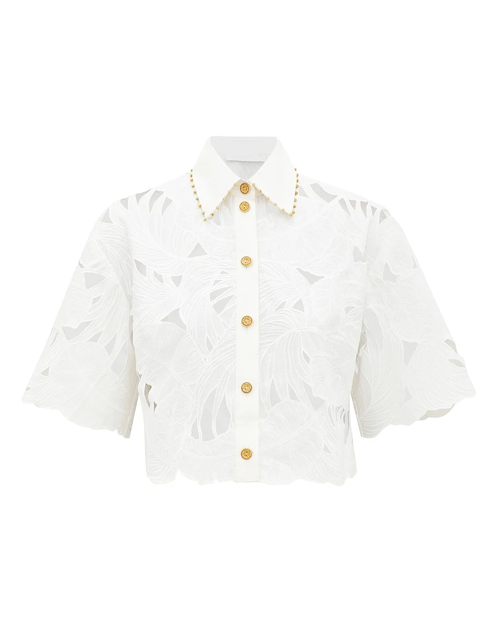 MAHON EMBROIDERED CROP SHIRT - 1