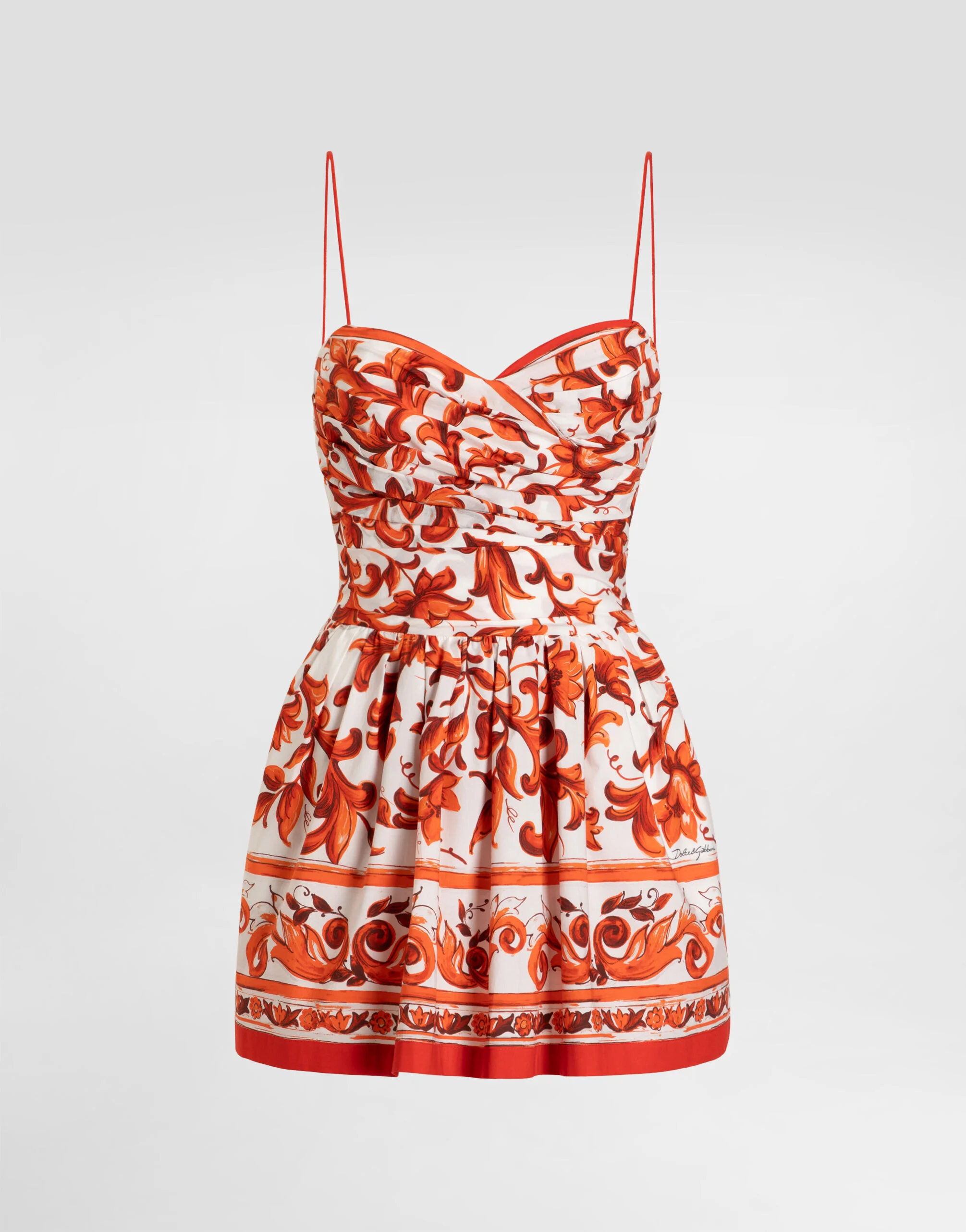 Majolica-print poplin short dress - 1