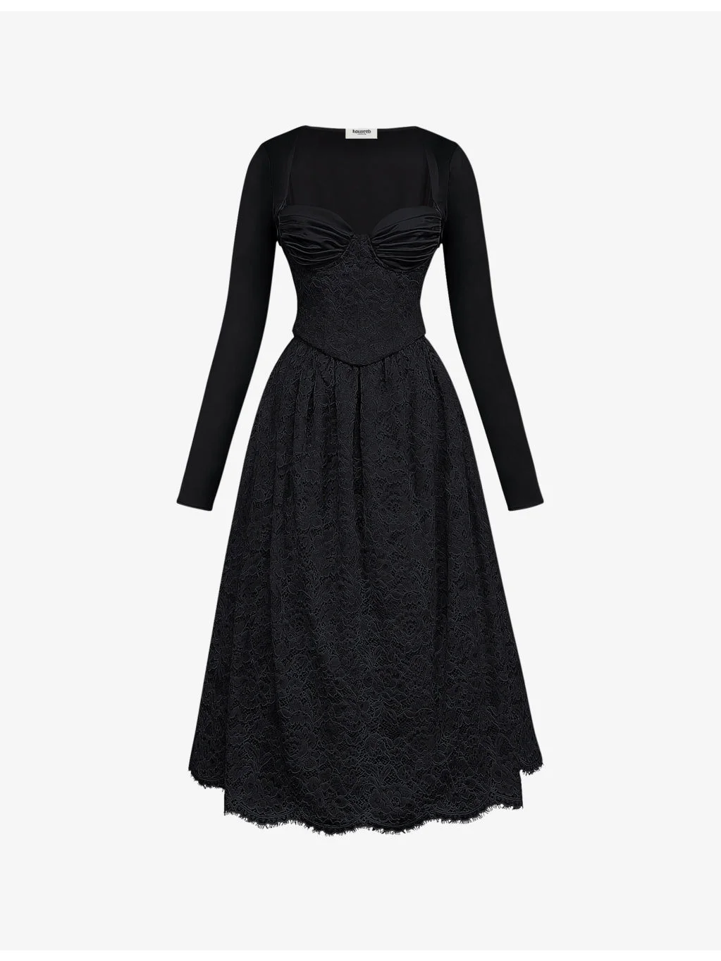 Duchess Corset-Bodice Lace Midi Dress - 1