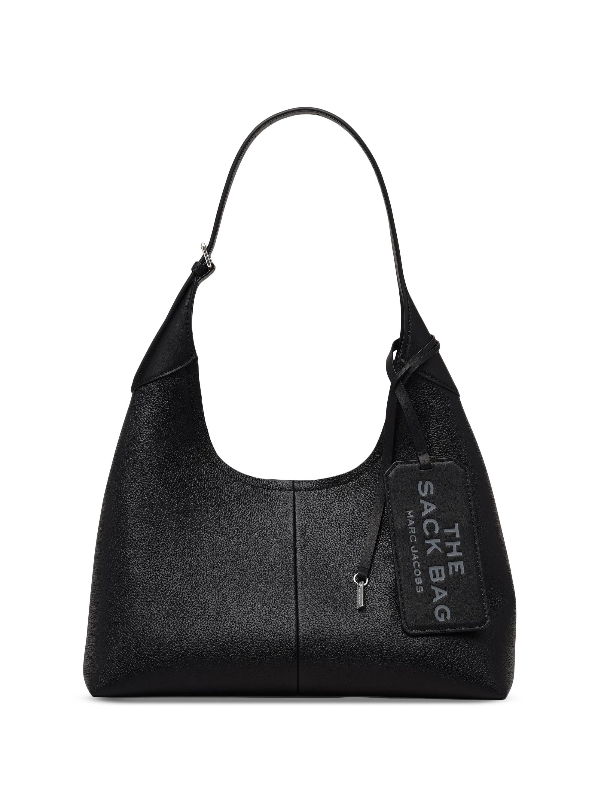 Women's Belted Leather Sack Bag - Black - 1