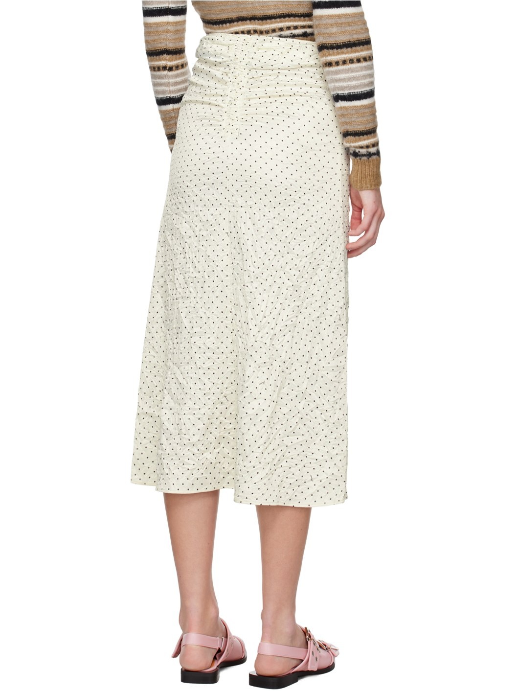 White Polka Dot Midi Skirt - 3