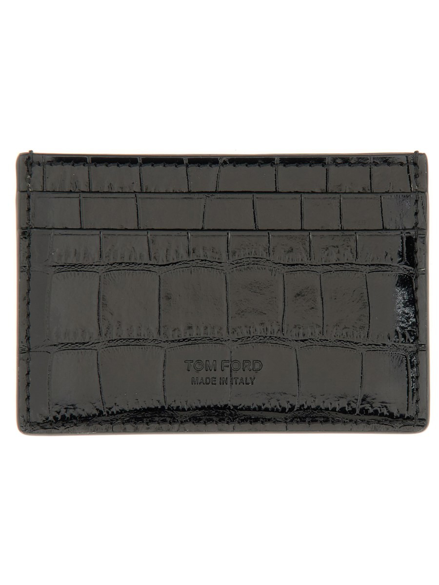CROCODILE PRINT LEATHER CARD CASE - 2