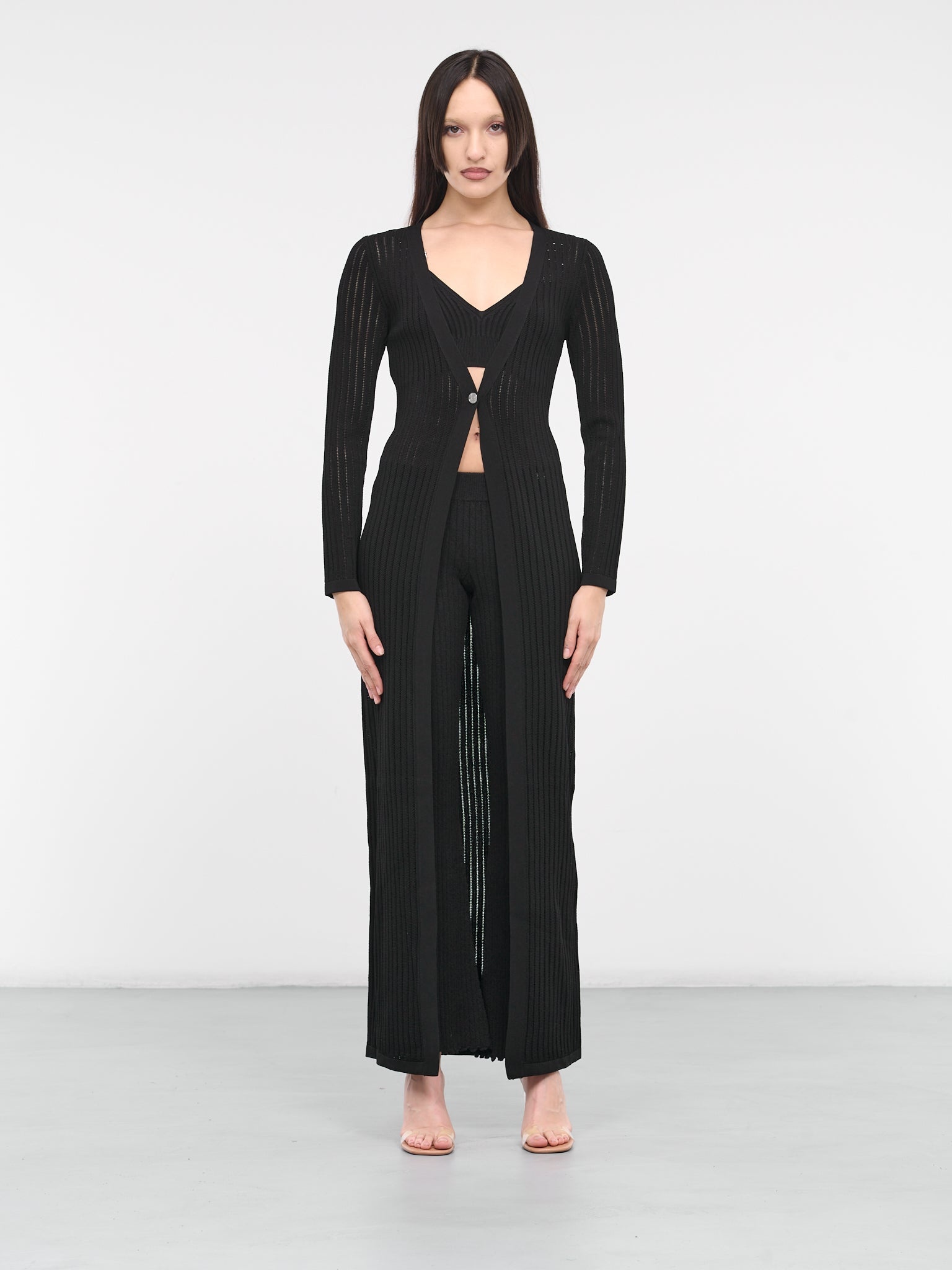 Rib-Knit Maxi Cardigan - 1