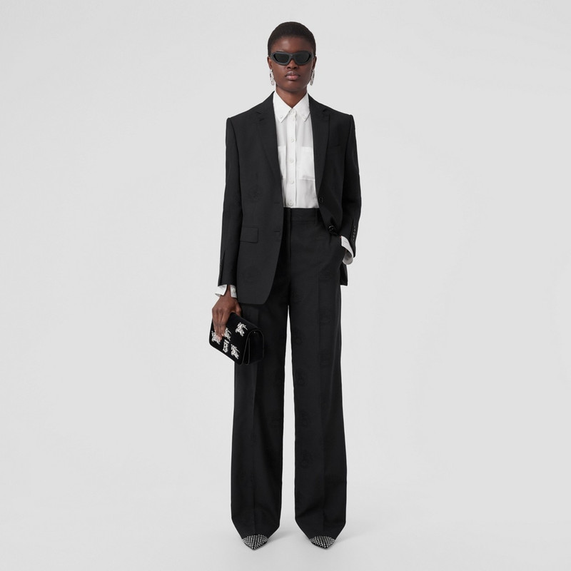 EKD Wool Cotton Jacquard Wide-leg Trousers 4