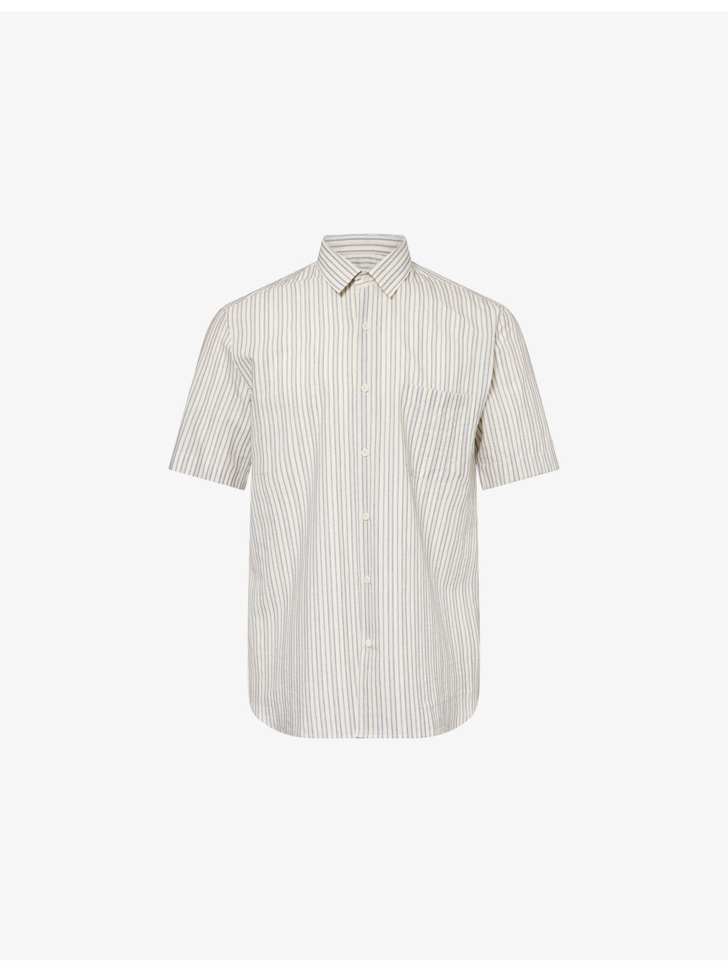 Striped Short-Sleeves Cotton-Poplin Shirt - 1