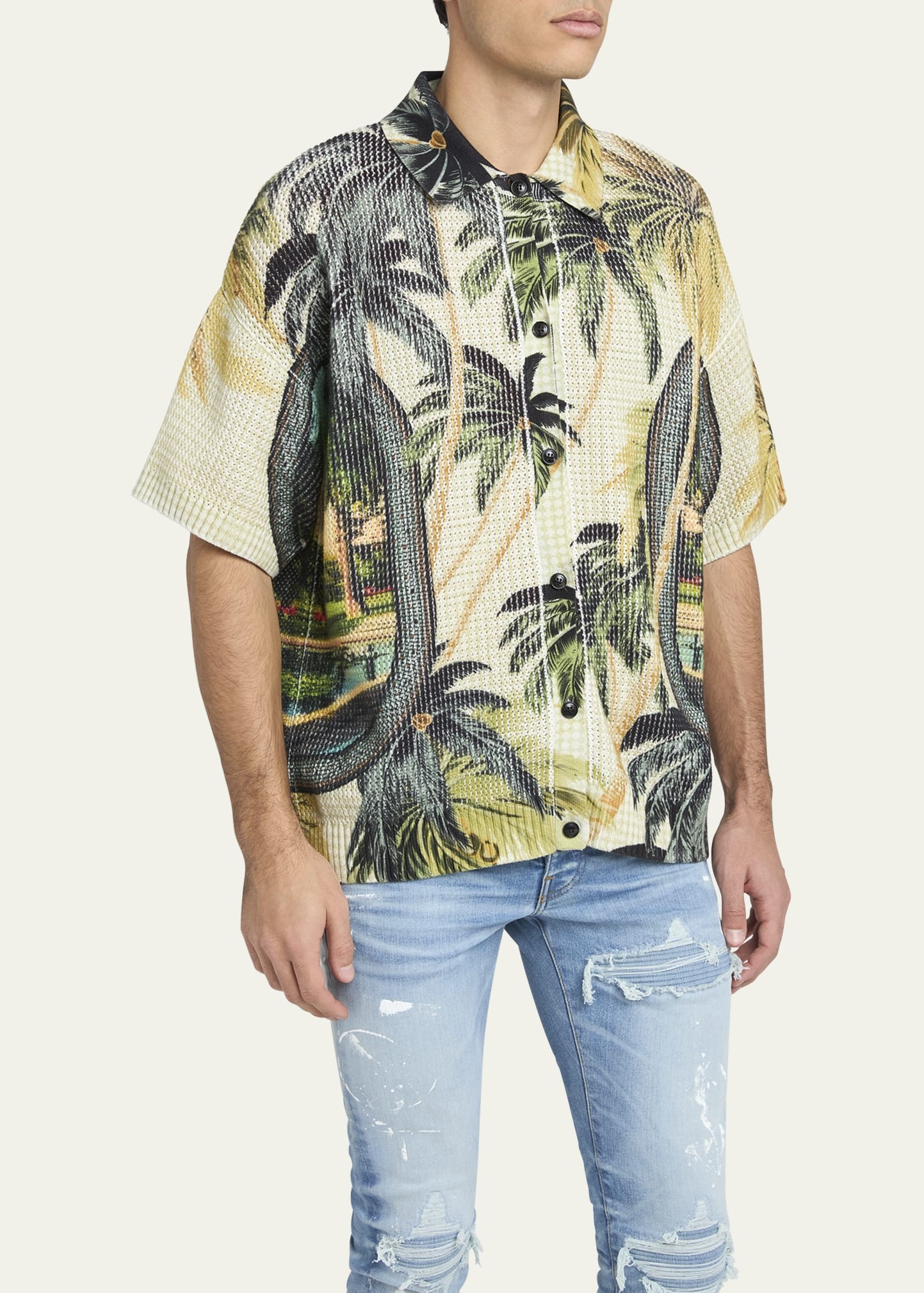 Men's Short-Sleeve Knit Paradise Shirt - 4
