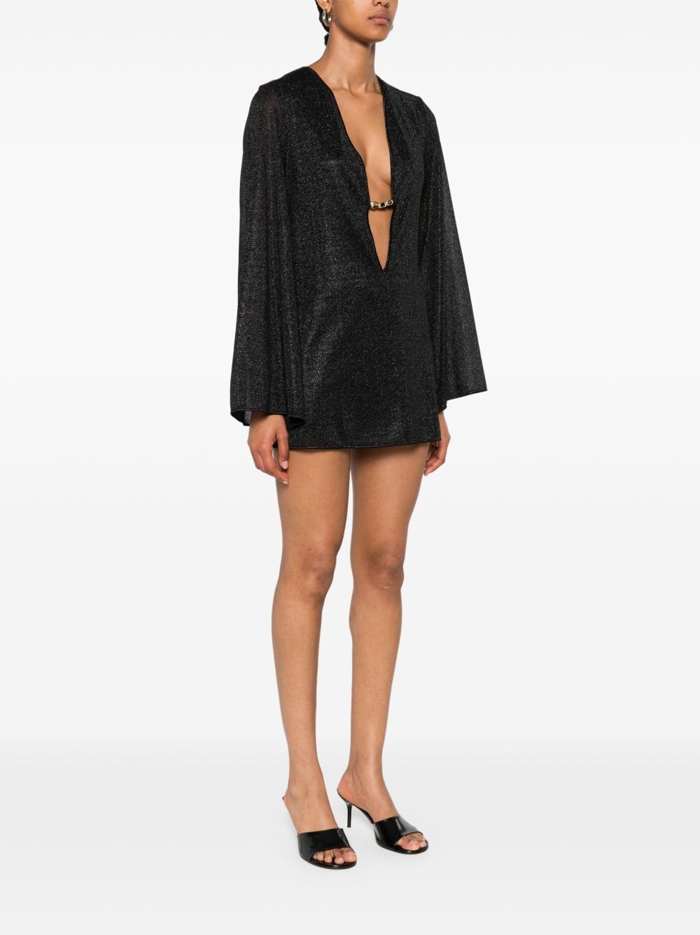 lurex-detail mini dress - 3