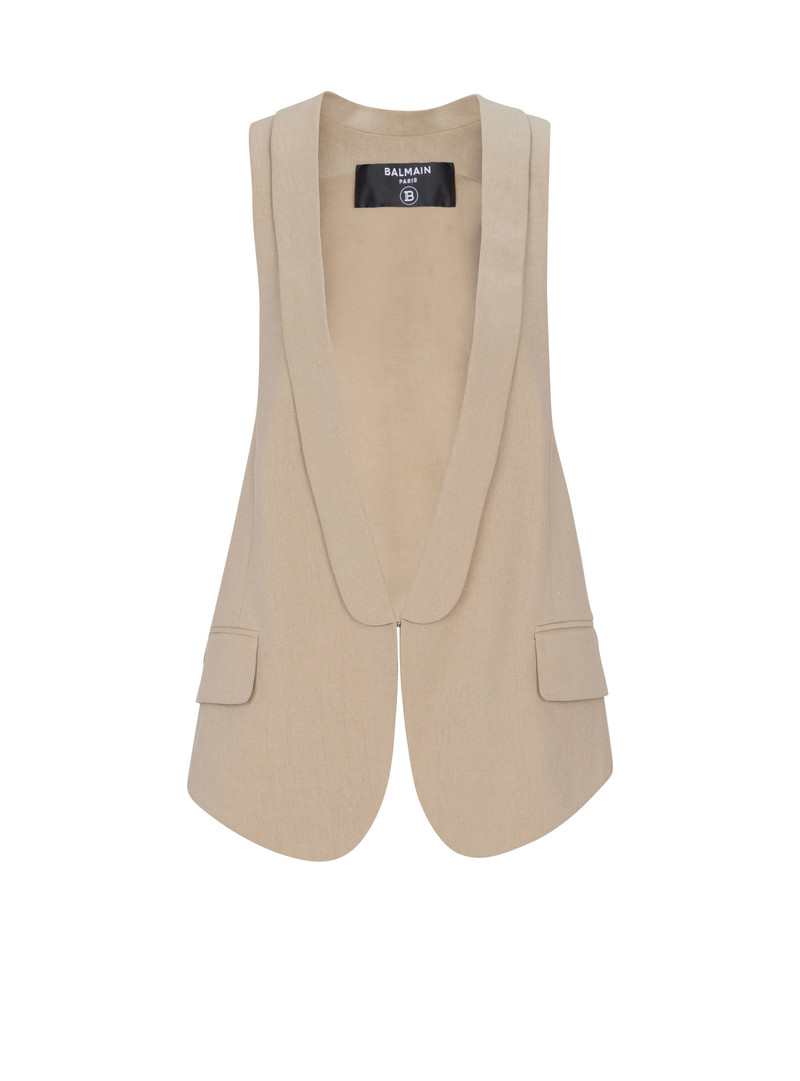 Asymmetrical cotton gabardine vest 1