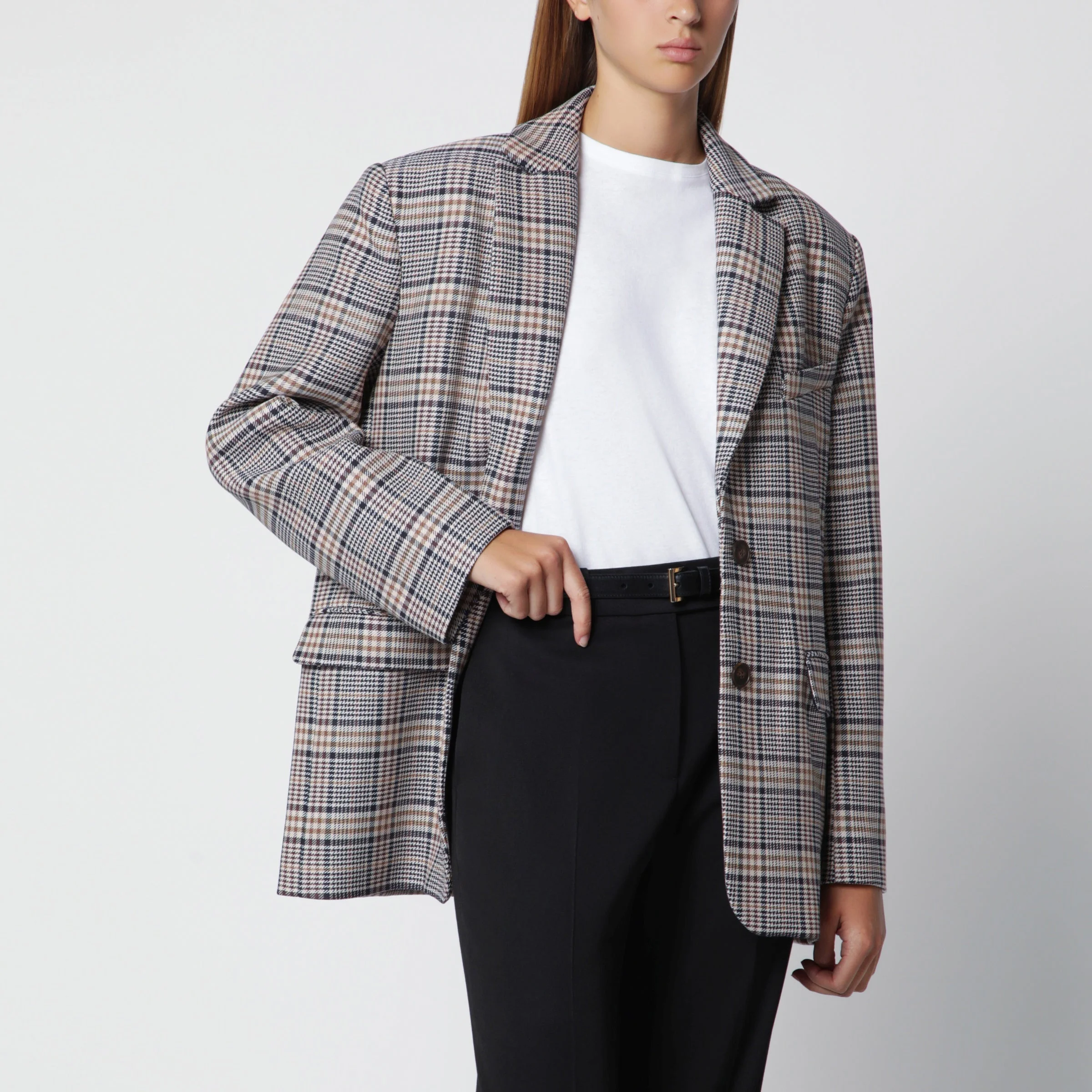 Single-breasted check blazer - 1