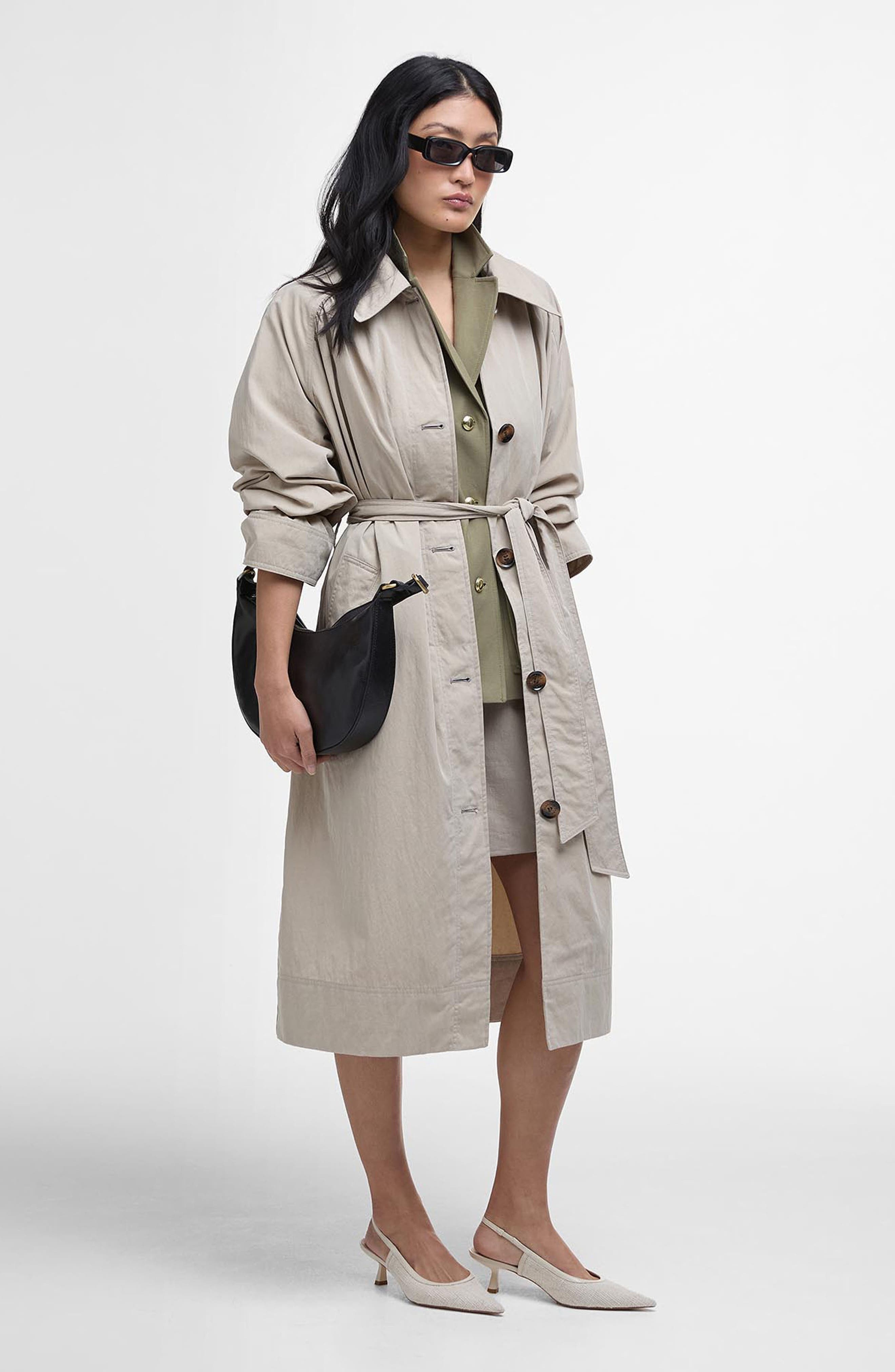 Barbour Garbo Showerproof Trench Coat in Light Sand Rosemary at Nordstrom - 8