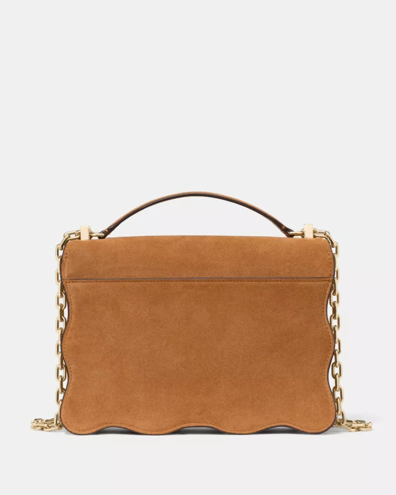 Deco Wavy Suede Chain Shoulder Bag 6