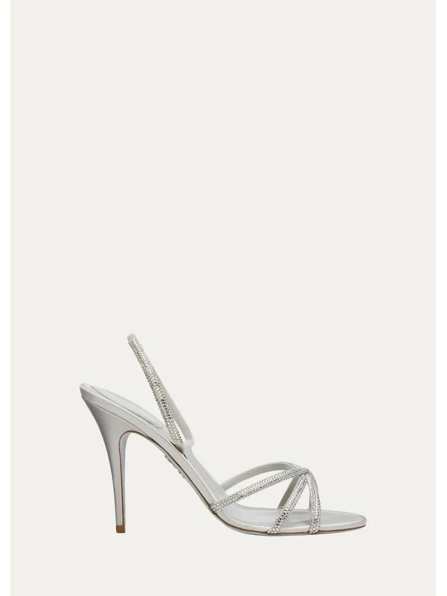 100mm Embellished Metallic Leather Sandals - 1