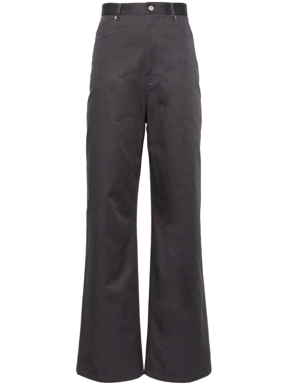 High-waisted cotton trousers - 1