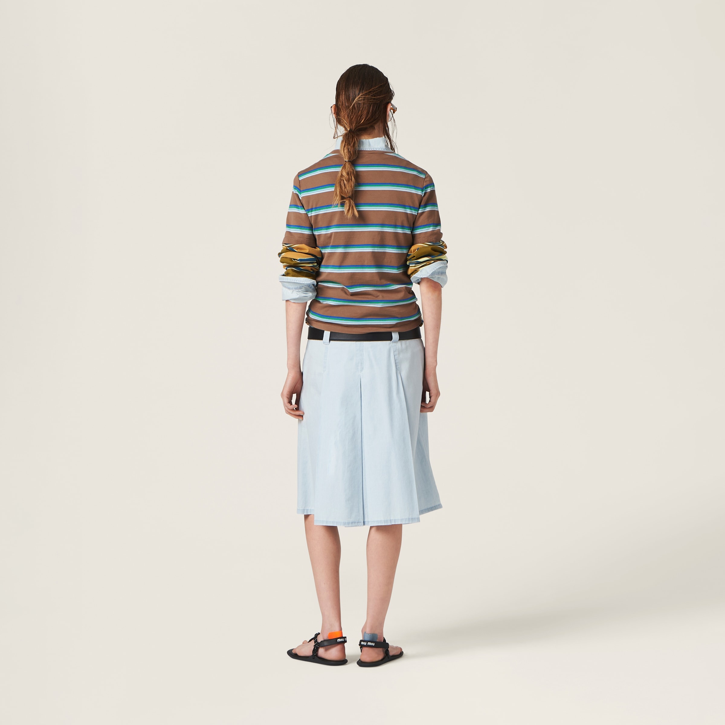 Pleated chambray skirt - 3