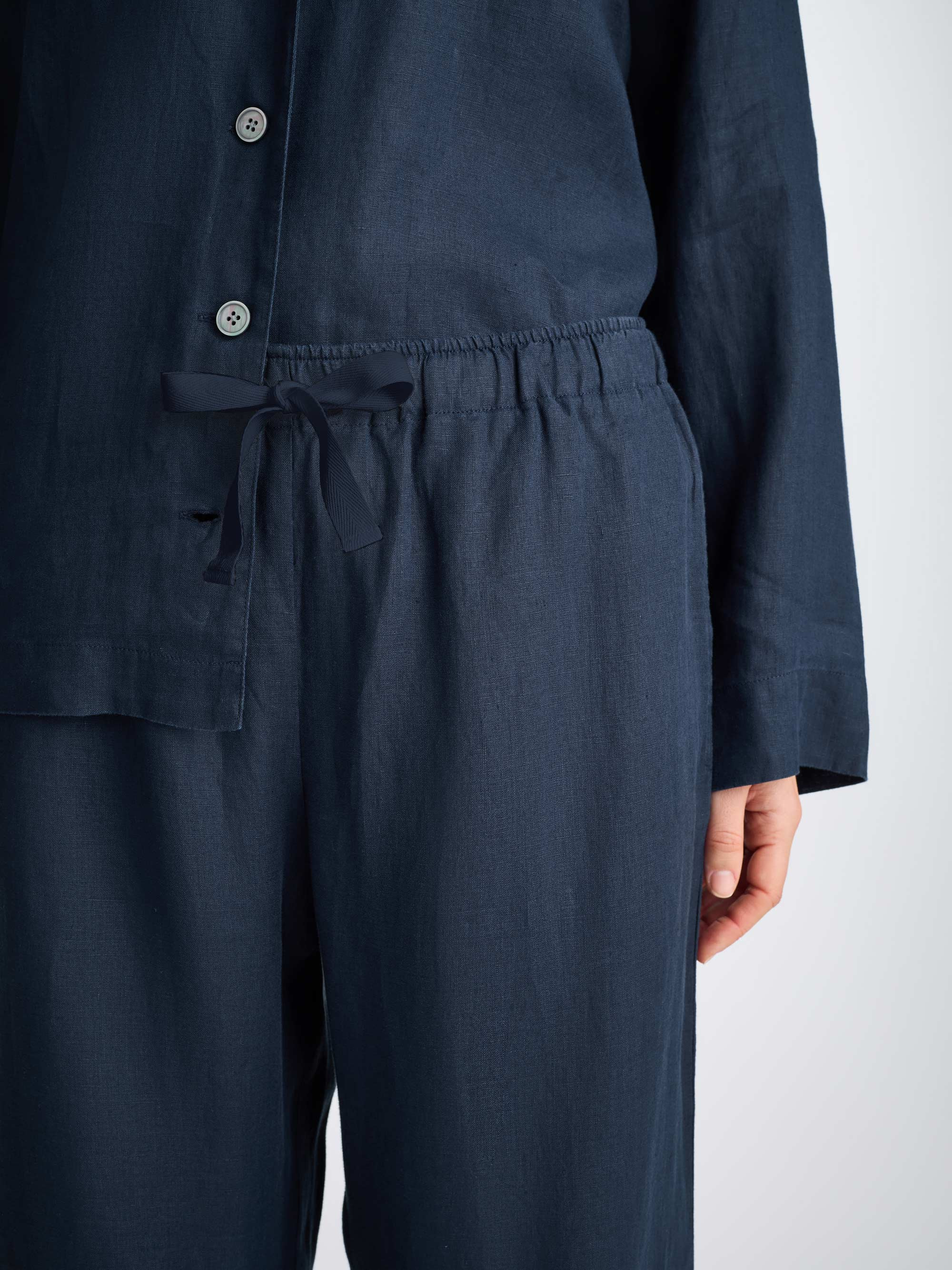 Women's Pajamas Sicily Linen Navy - 7