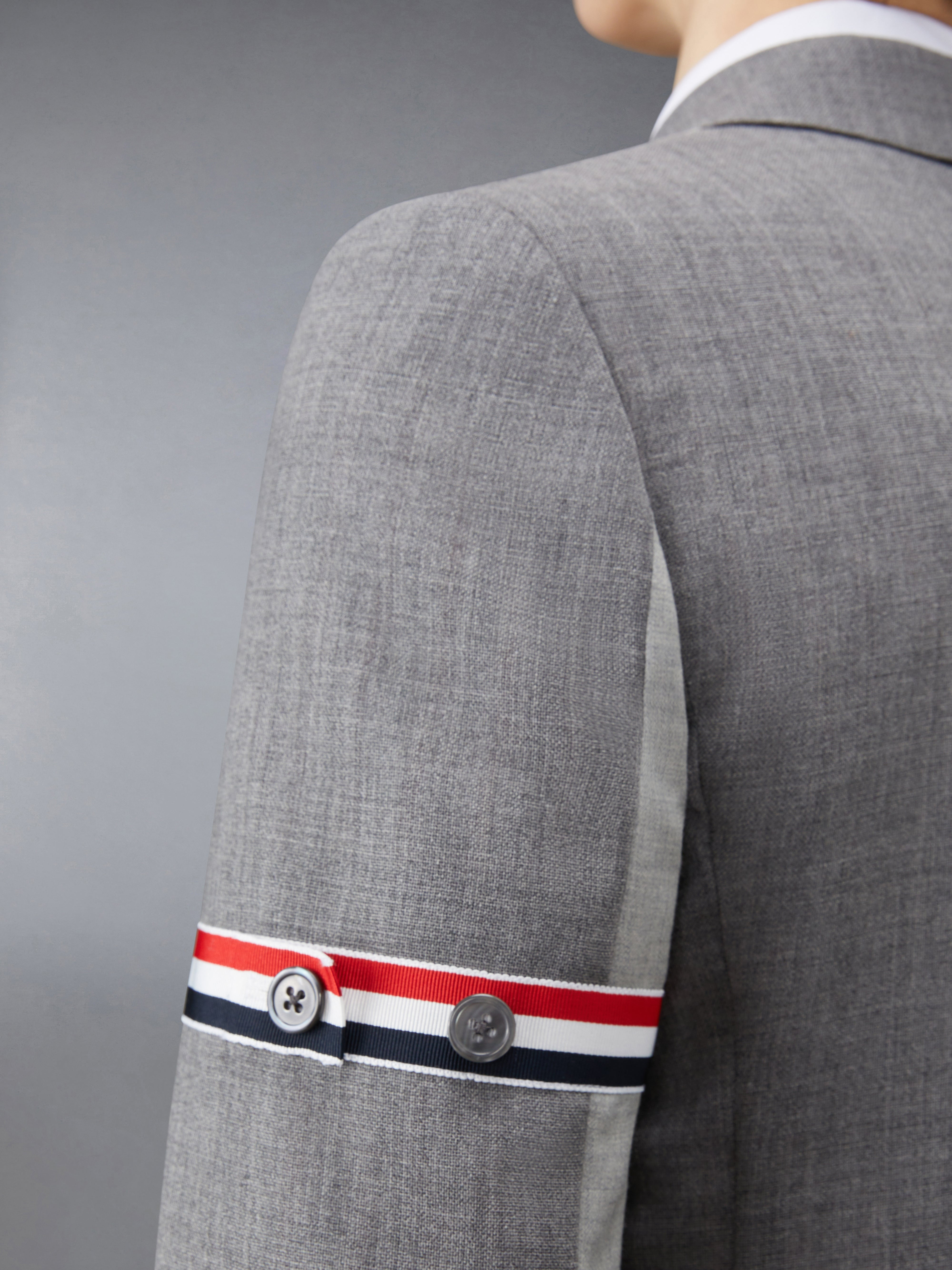 Grey Fun-Mix Wool 2 Ply Fresco High Armhole Jacket - 5
