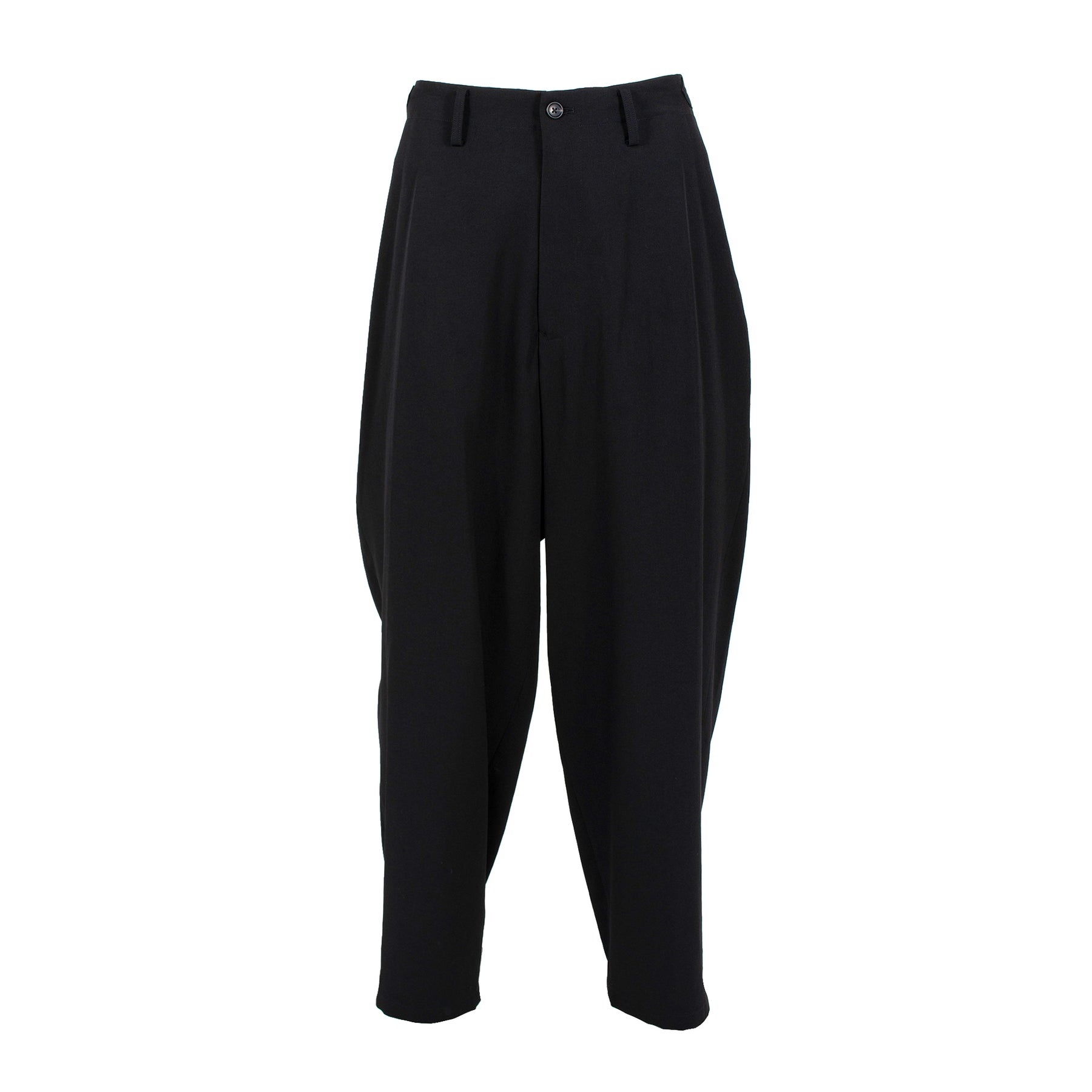 Wrinkle wool gabardine suspenders pants / BLK - 1