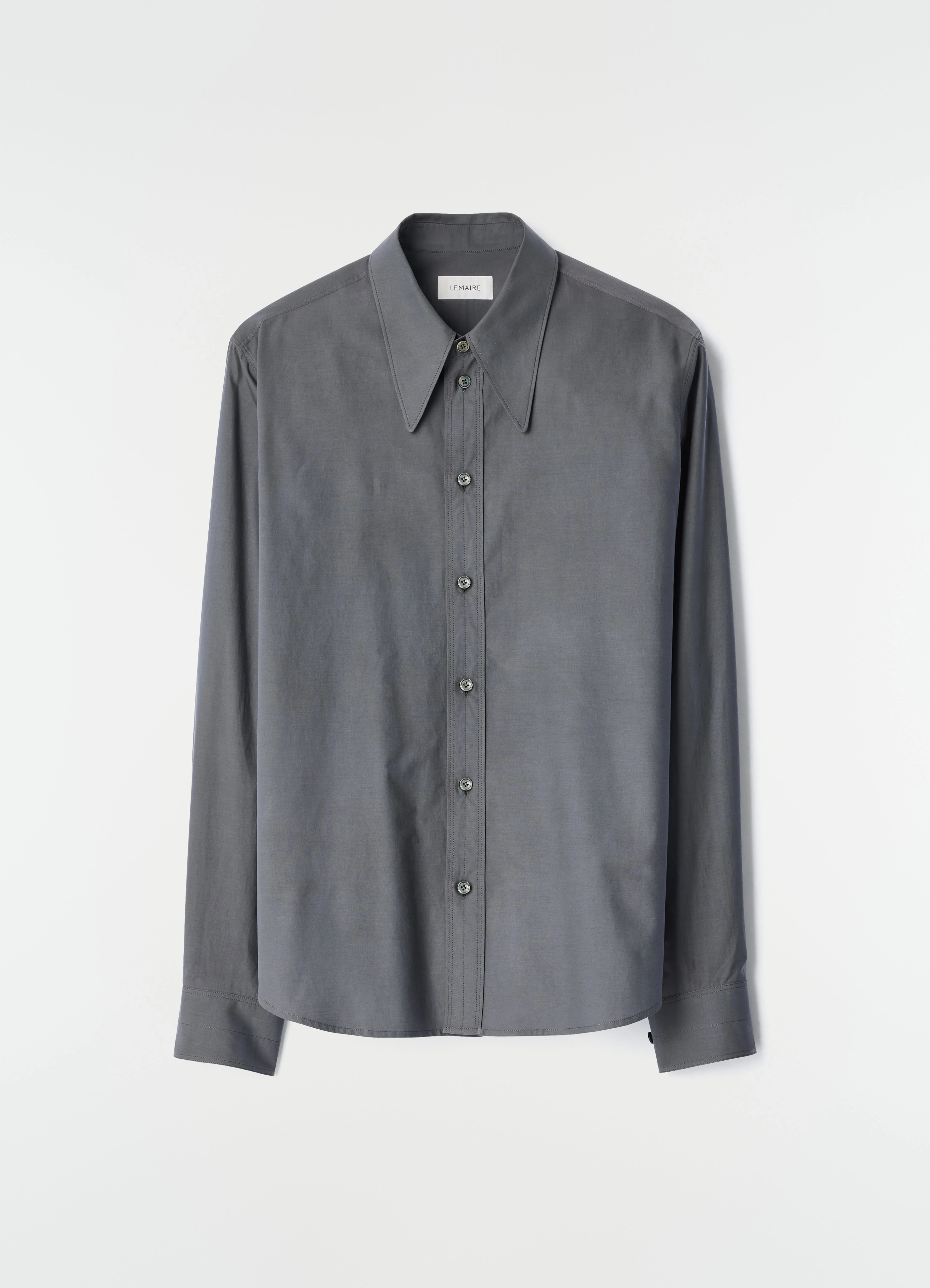 POINTED COLLAR SHIRT IN WASHED COTTON SILK - 1