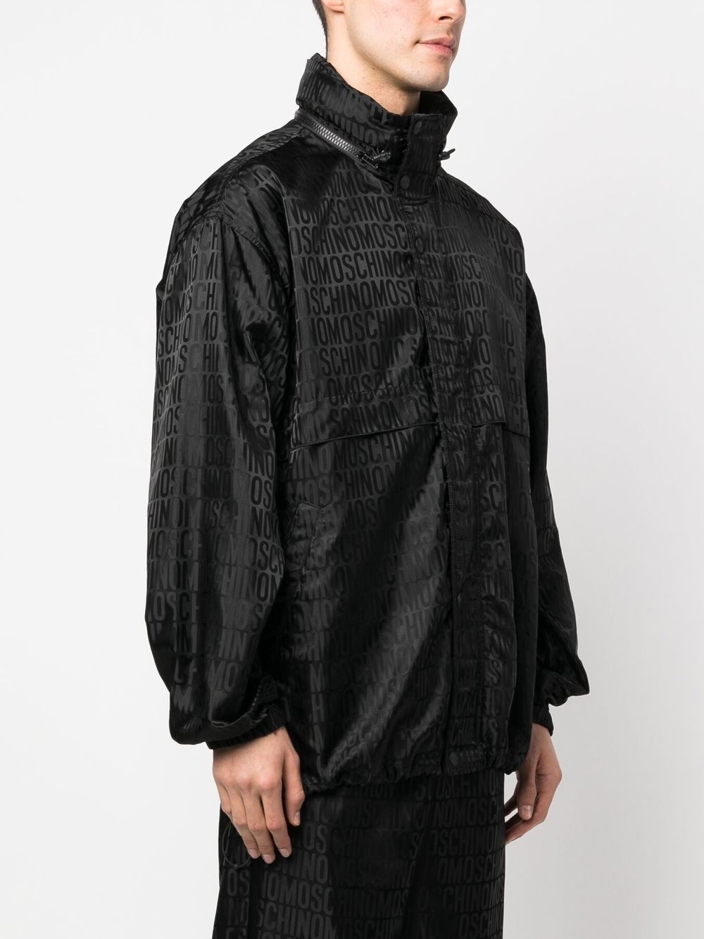 monogram-jacquard hooded jacket - 3
