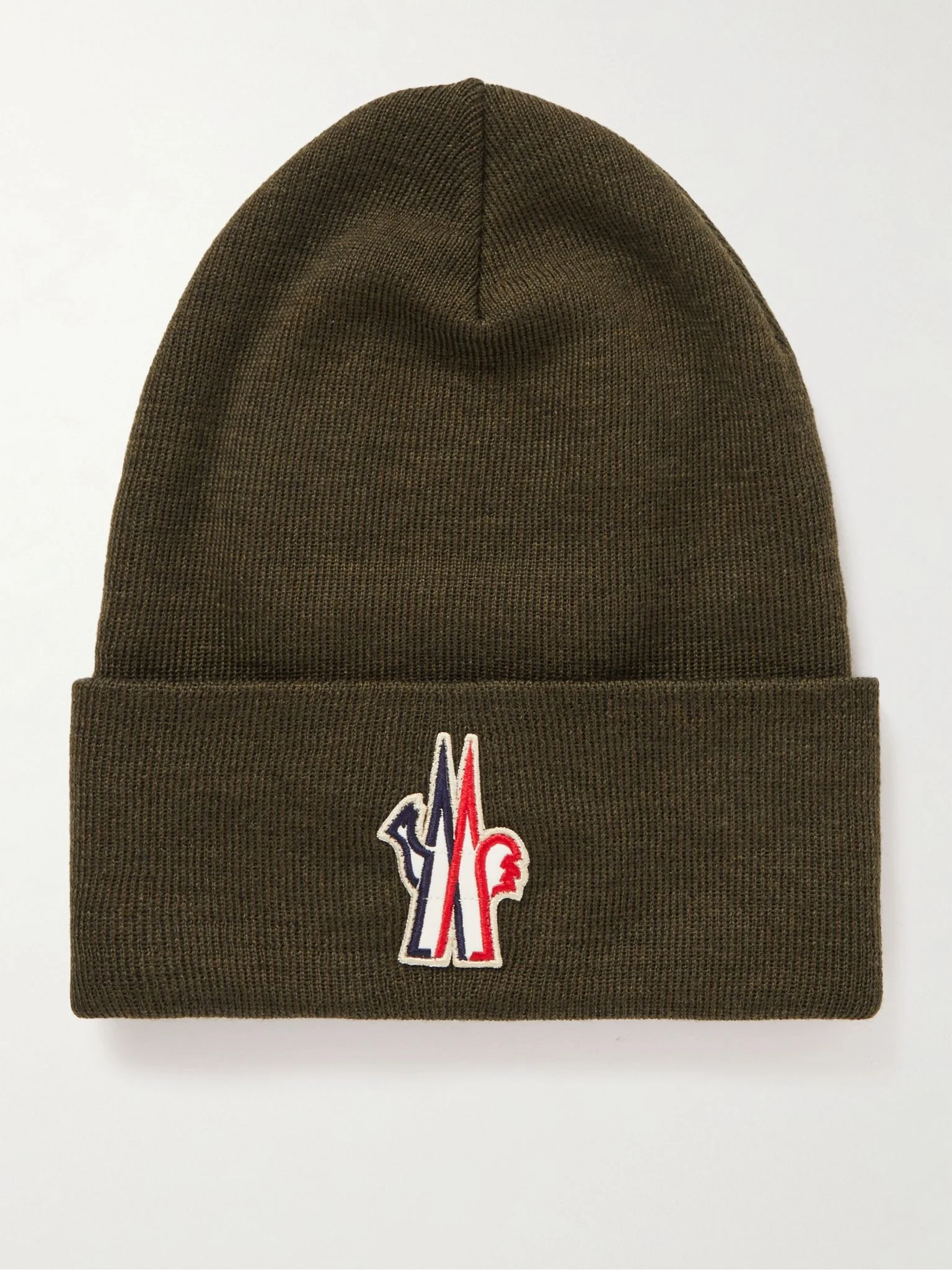 Appliquéd Ribbed Wool Beanie Green - 1