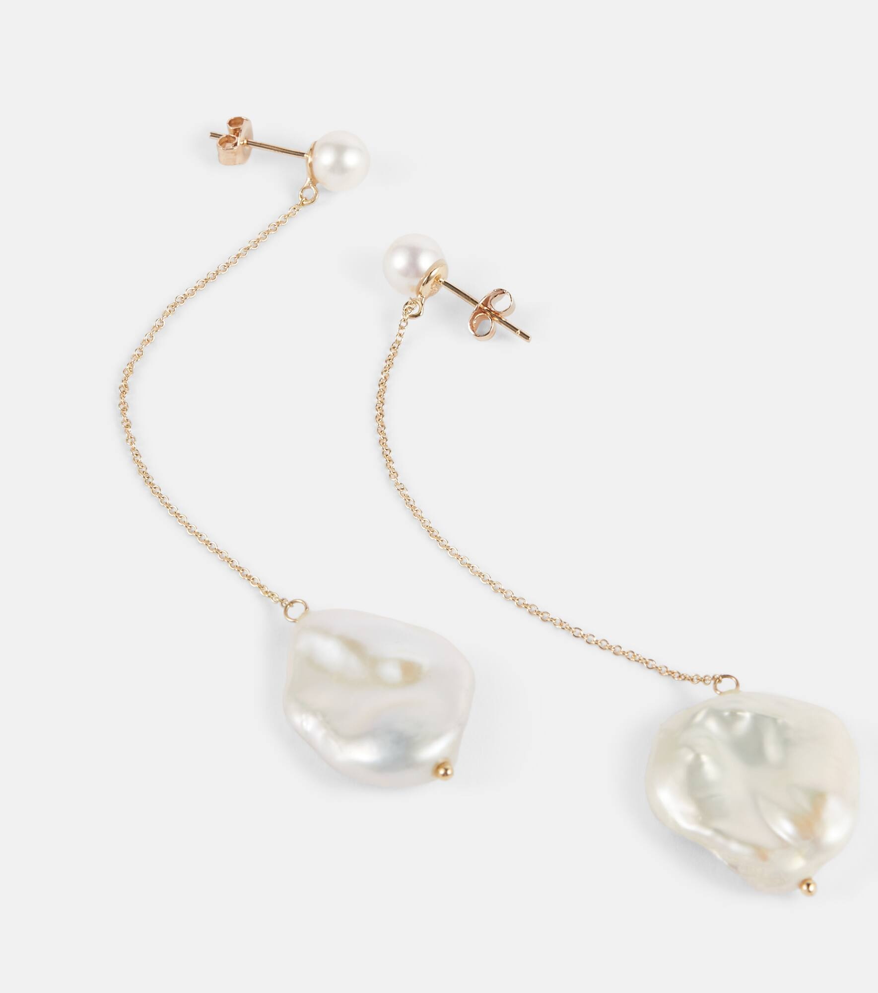 14kt gold drop earrings with pearls - 4