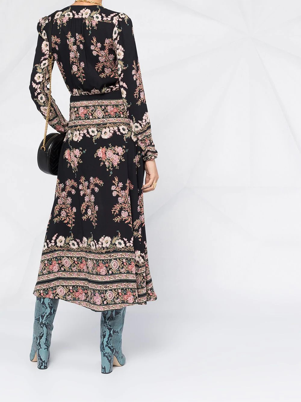 floral paisley-print wraparound midi dress - 4