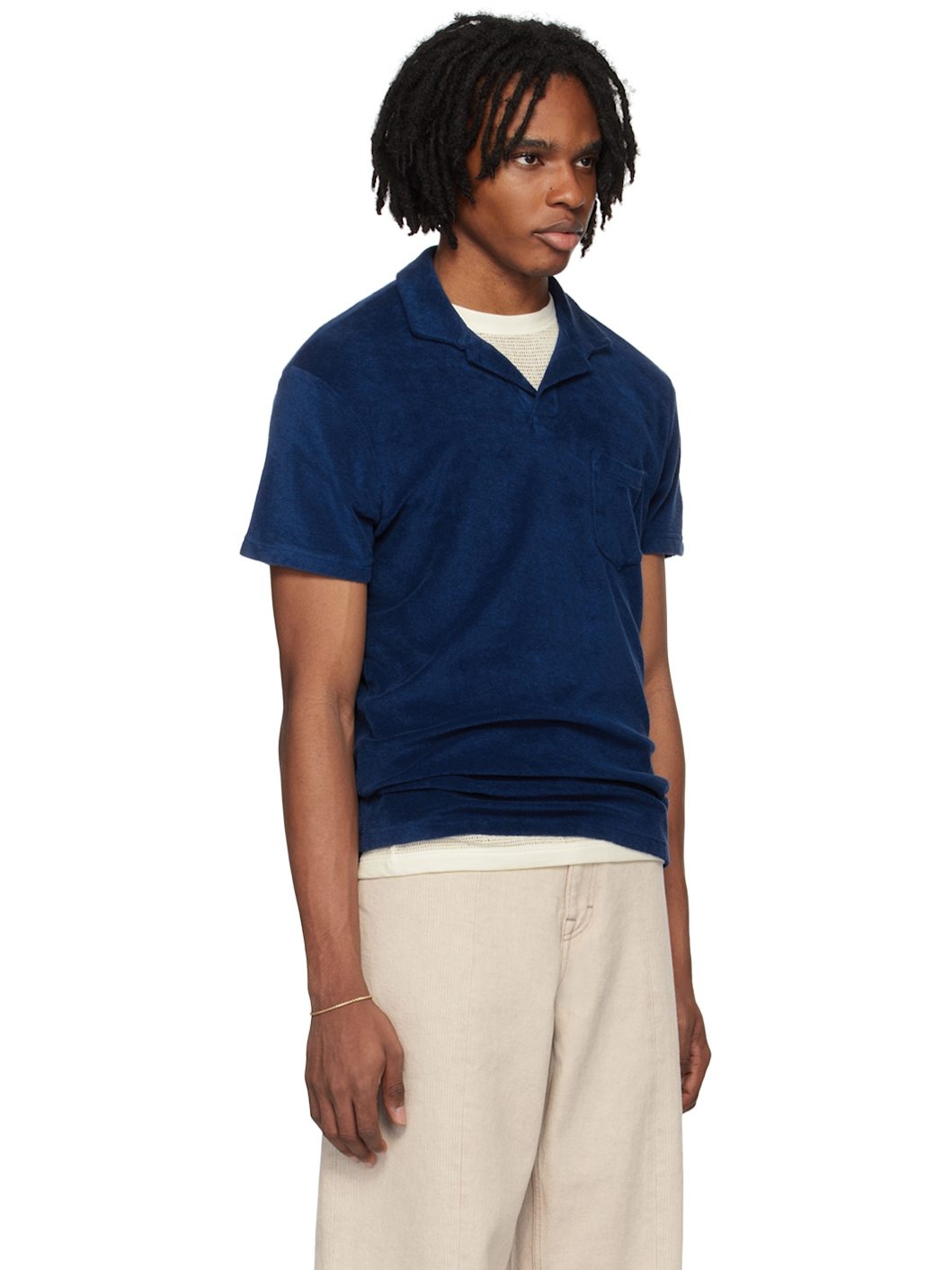 Navy Open Placket Polo - 2