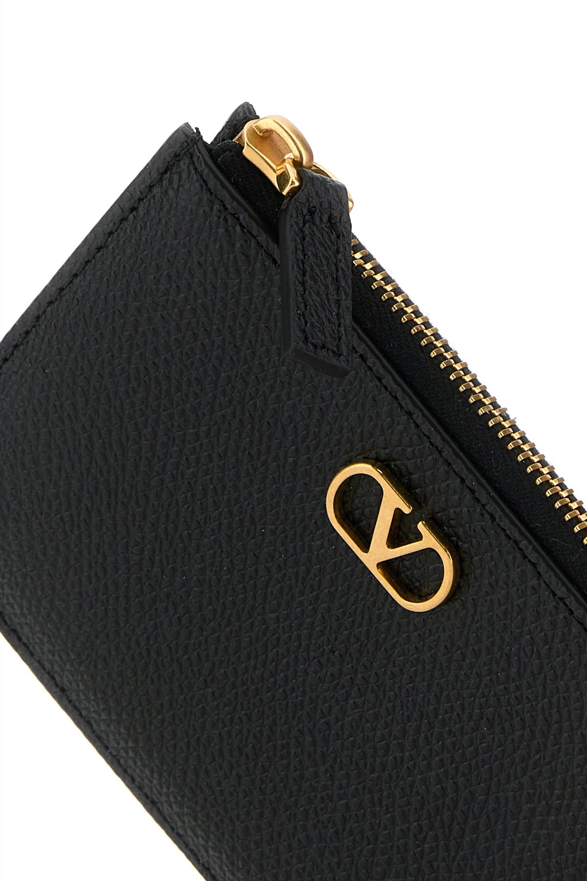 Black leather VLogo card holder - 4