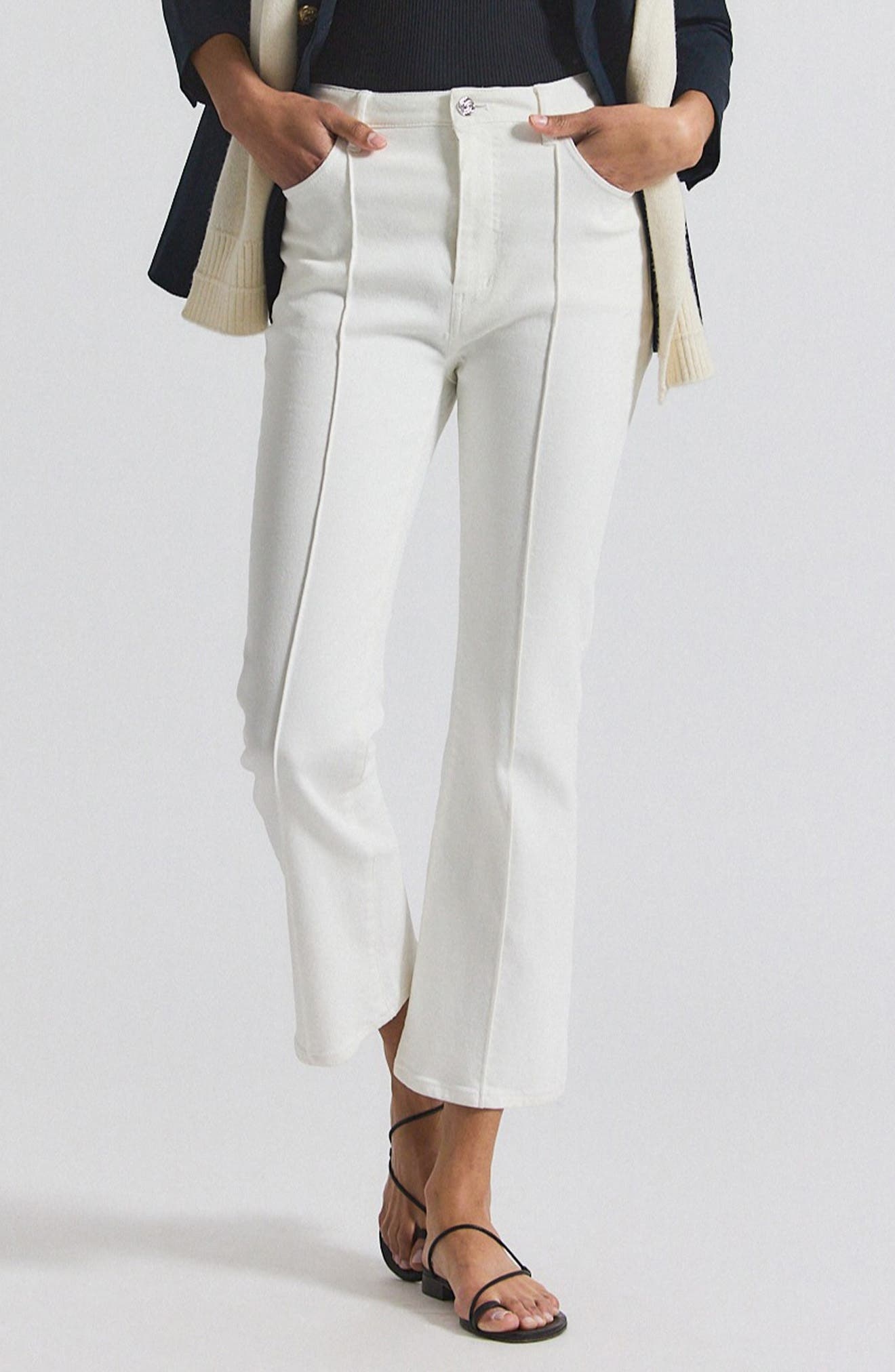 Derek Lam 10 Crosby Perce Pintuck Pleat Comfort Stretch Crop Jeans in Blanc De Blanc at Nordstrom - 1