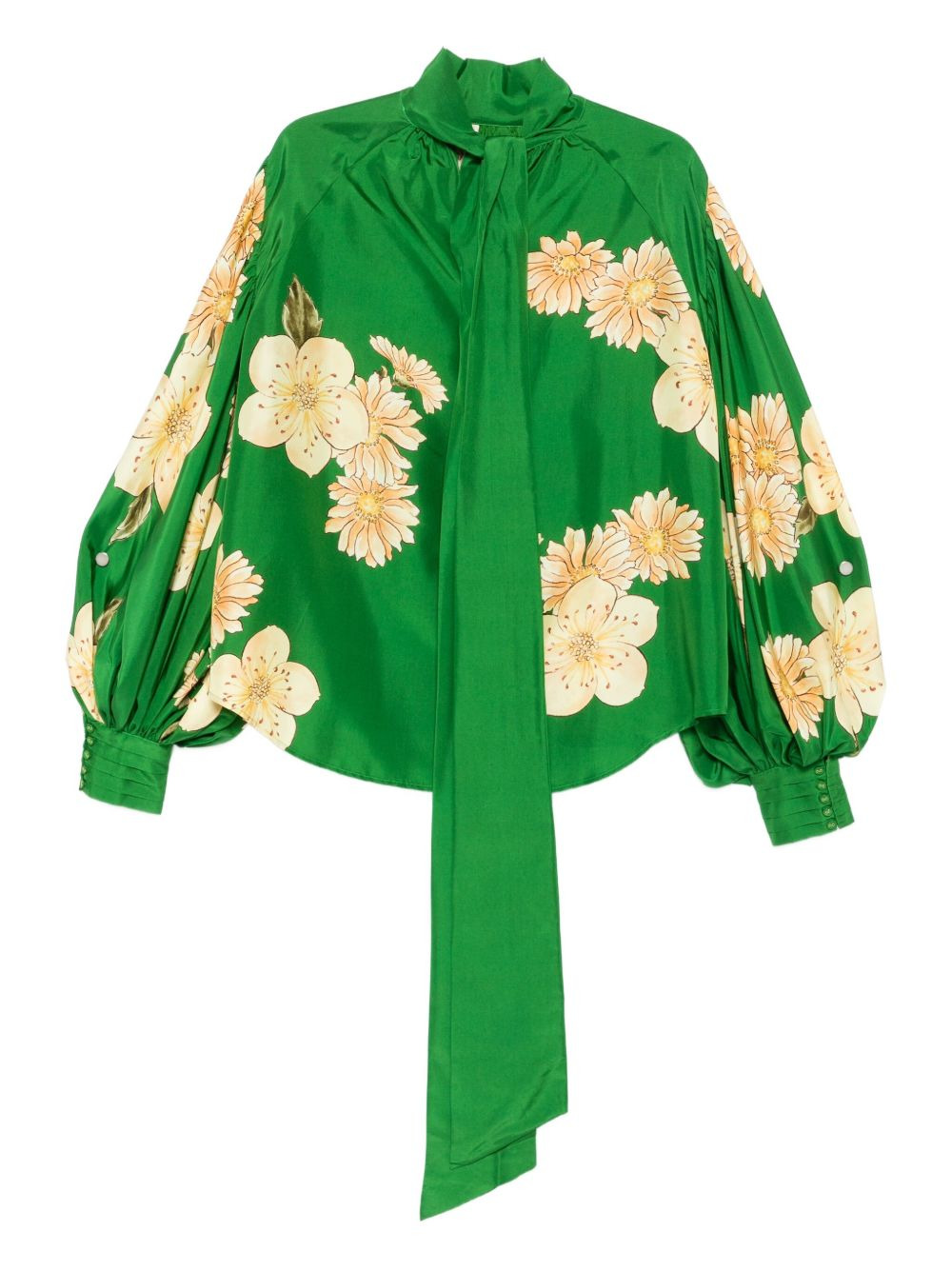 floral-print balloon-sleeves blouse - 1