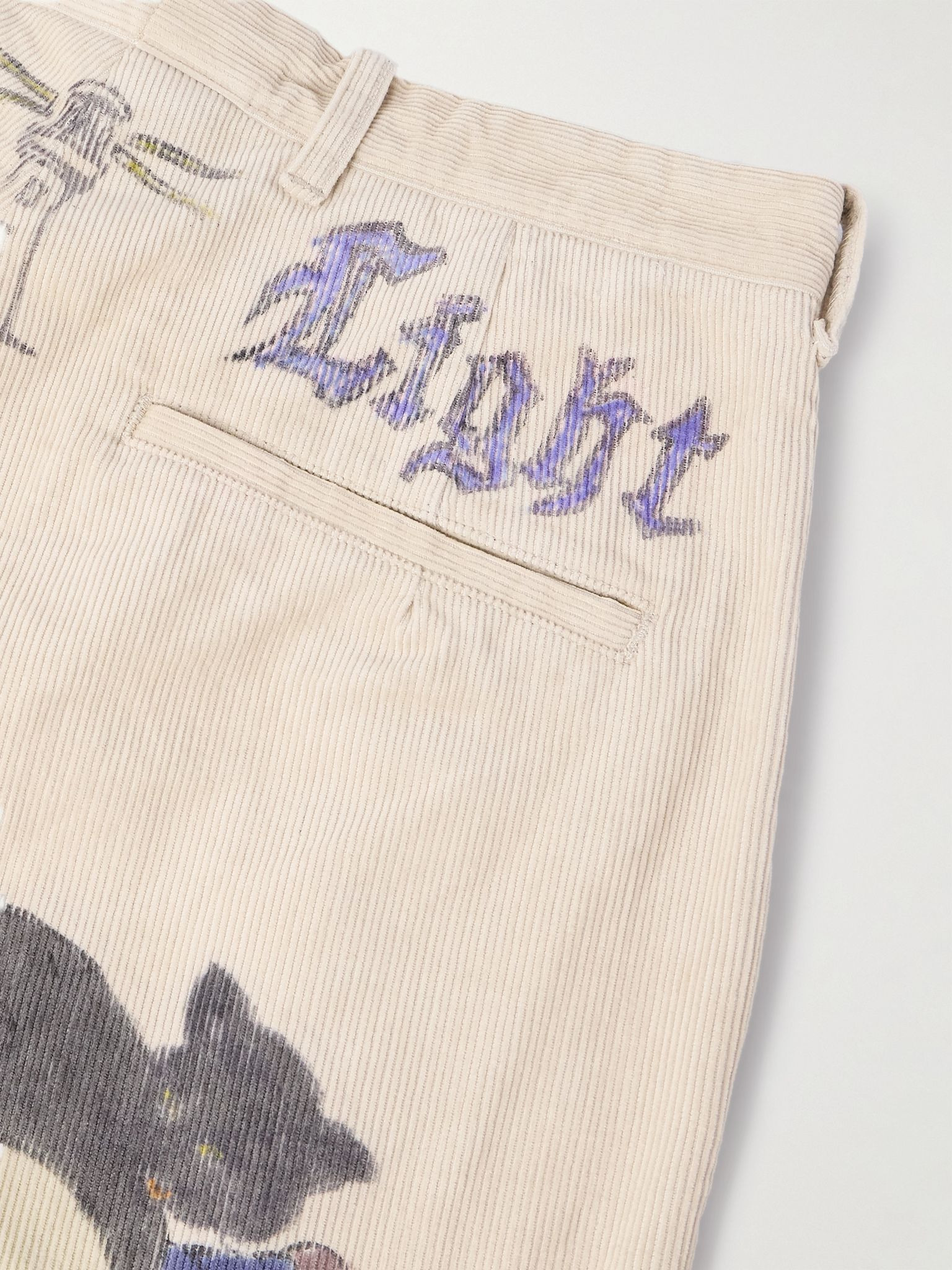 Memorial Paint Straight-Leg Printed Cotton-Corduroy Shorts Beige - 5