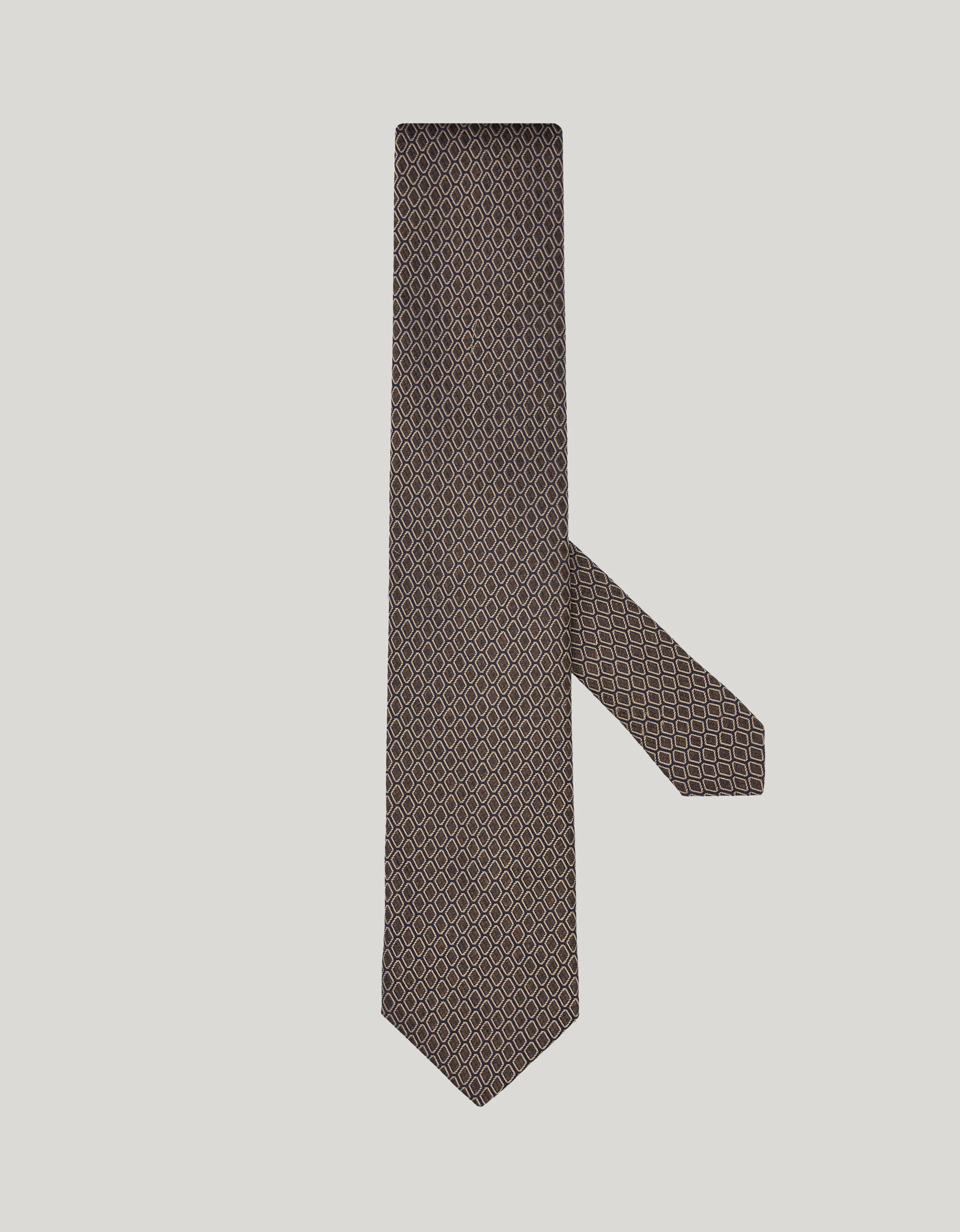 BROWN SILK TIE, MICRO PATTERN - 1