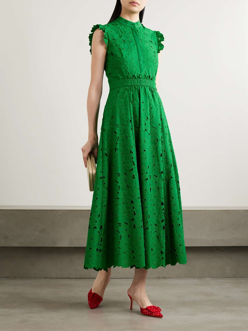 Erdem Scalloped gathered cotton-blend guipure lace midi dress -  PS24R1D906GEC | REVERSIBLE