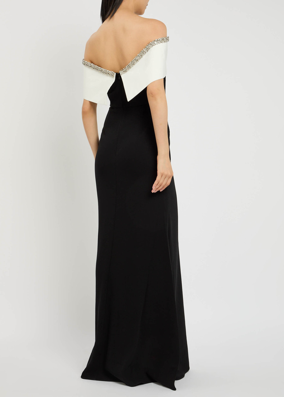 Roland Mouret Monochrome Embellished Crepe Gown - 3