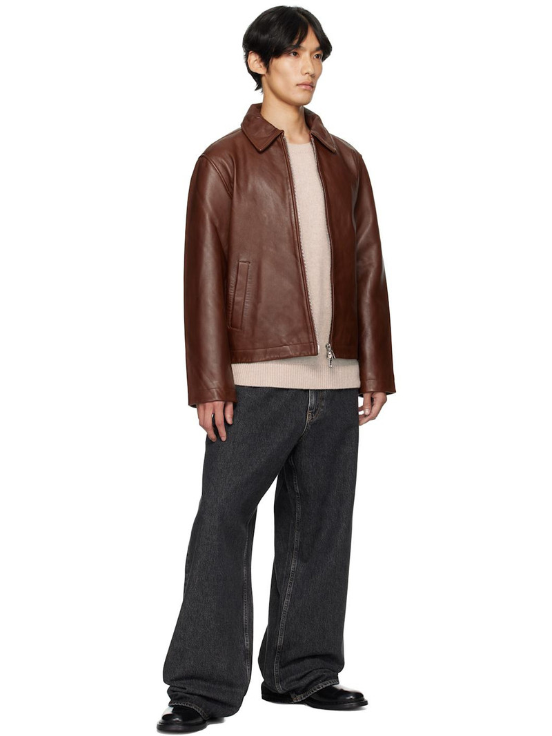 SUNFLOWER Tan Short Leather Jacket outlook