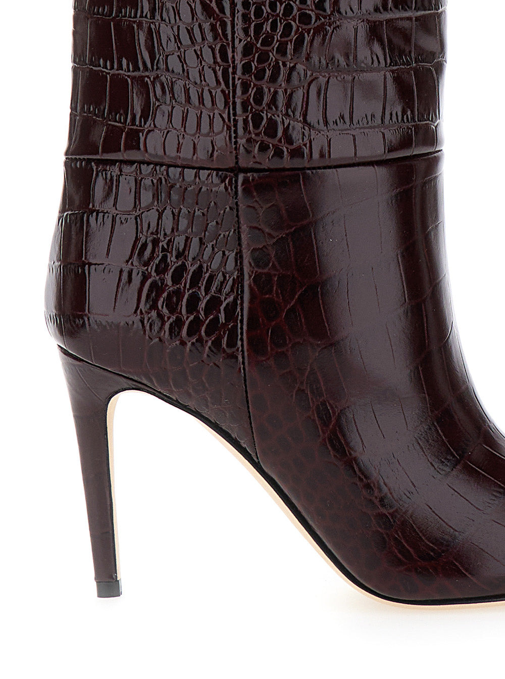 Paris Texas Women Dark Bordeaux High Boots With Stiletto Heel In Croco Embossed Leather Woman - 4