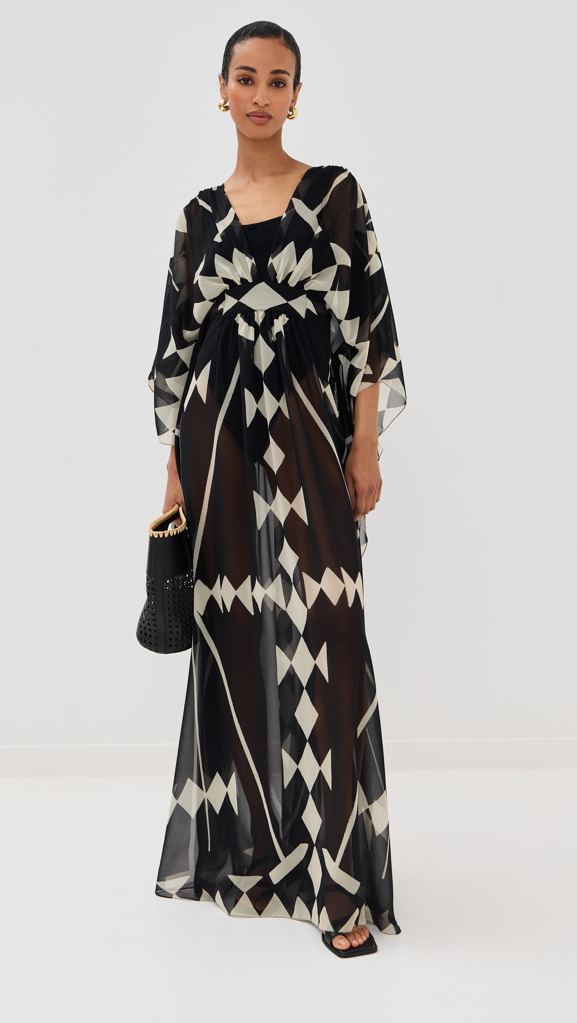 Black/Ecru Secret Garden Maxi Dress - 1