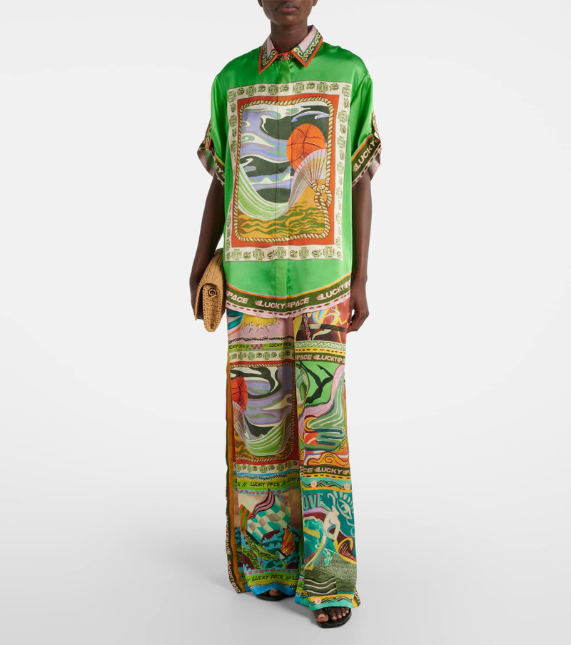 ALÉMAIS Lucky Pace printed silk palazzo pants outlook