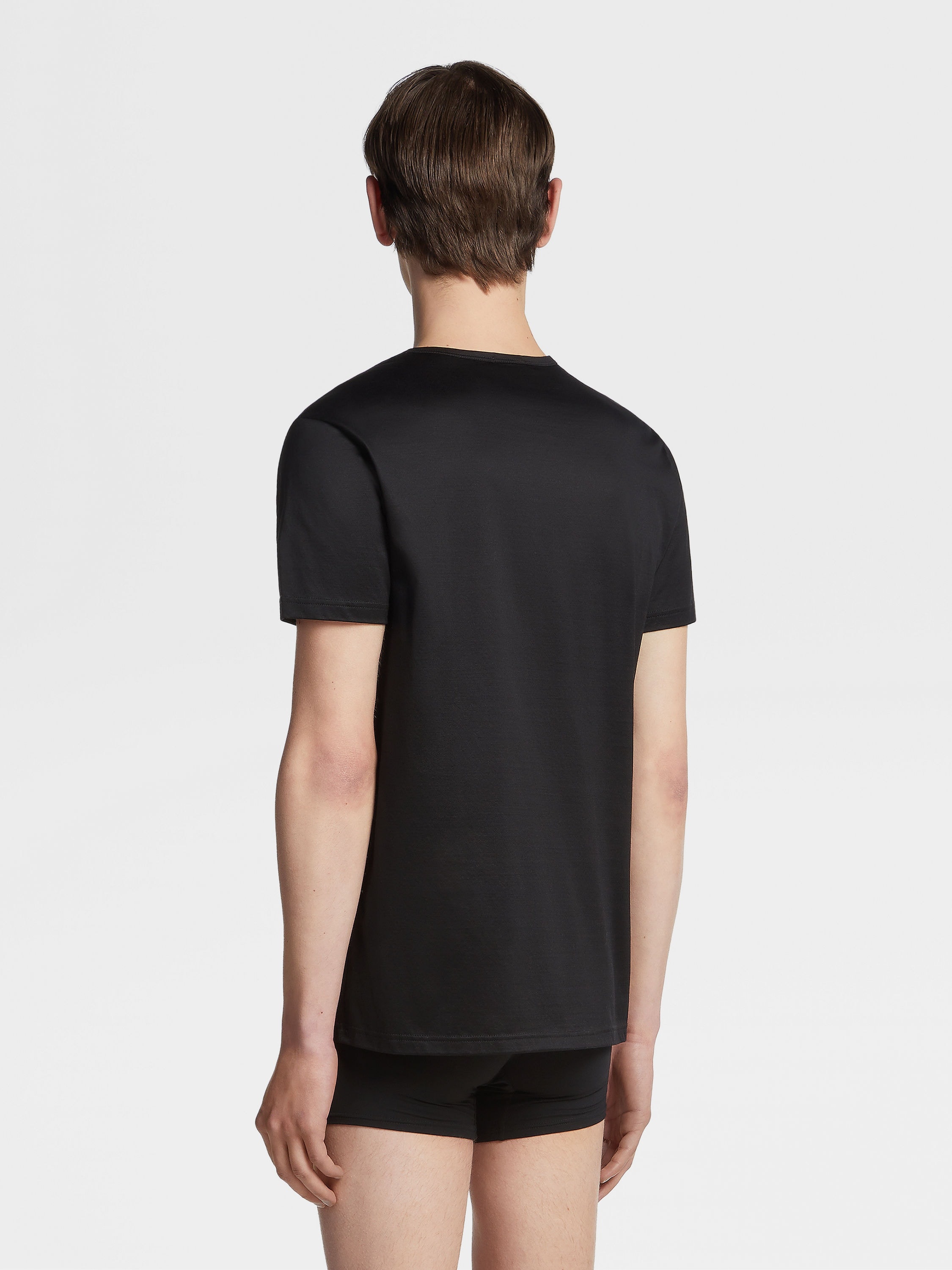 BLACK COTTON T-SHIRT - 4