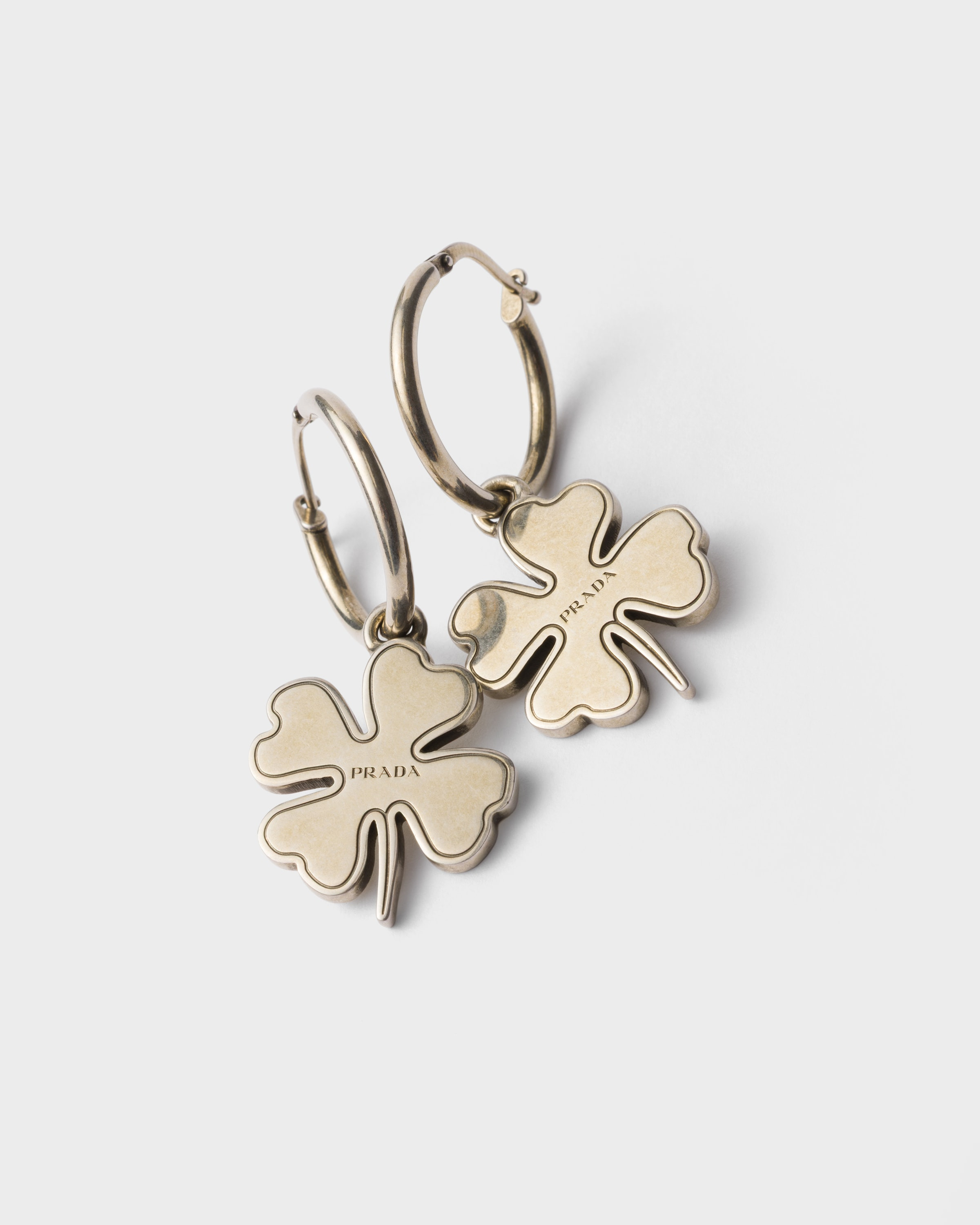 Metal hoop earrings with charm - 3