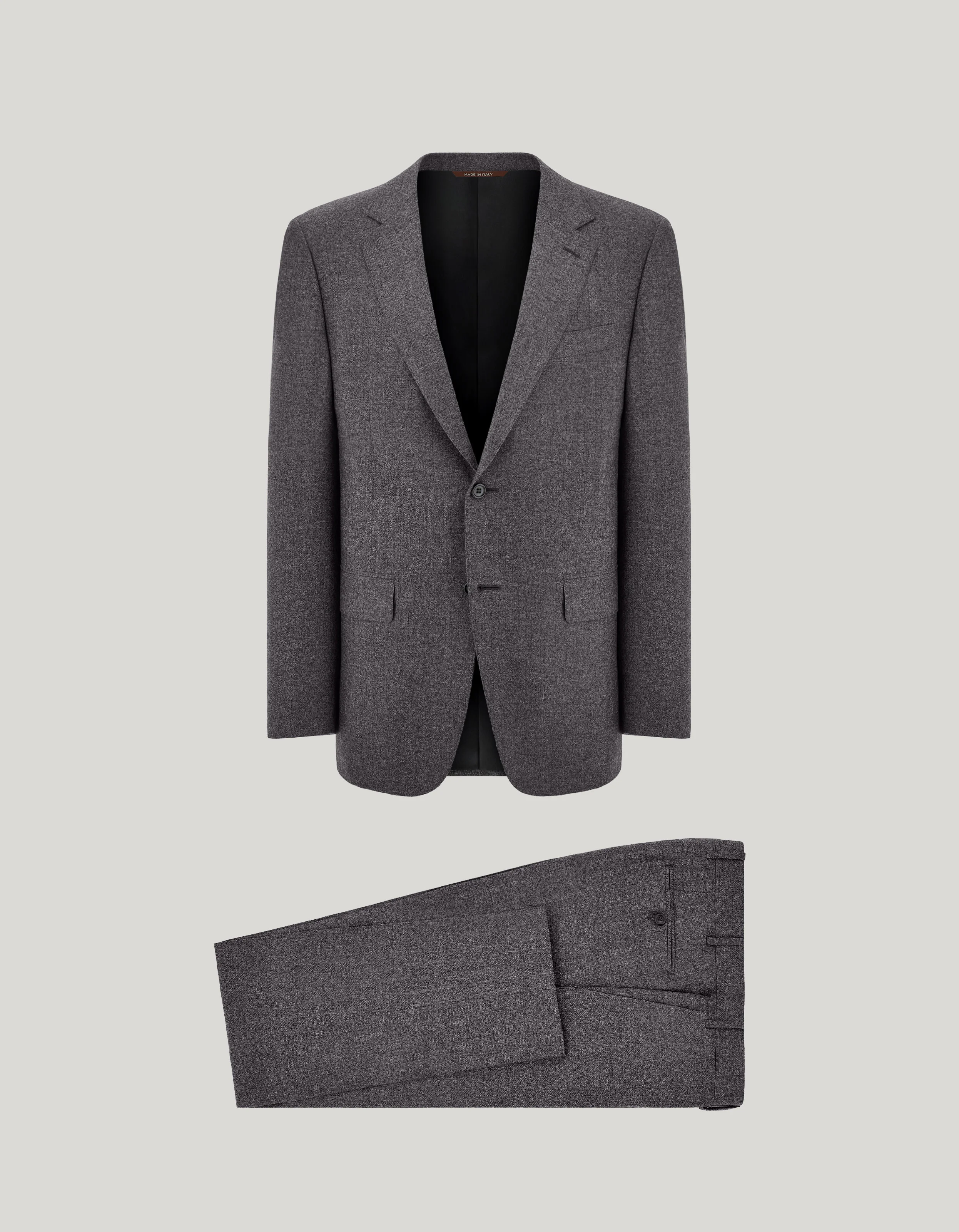 ANTHRACITE PURE WOOL HERRINGBONE REGULAR-FIT SUIT - 1