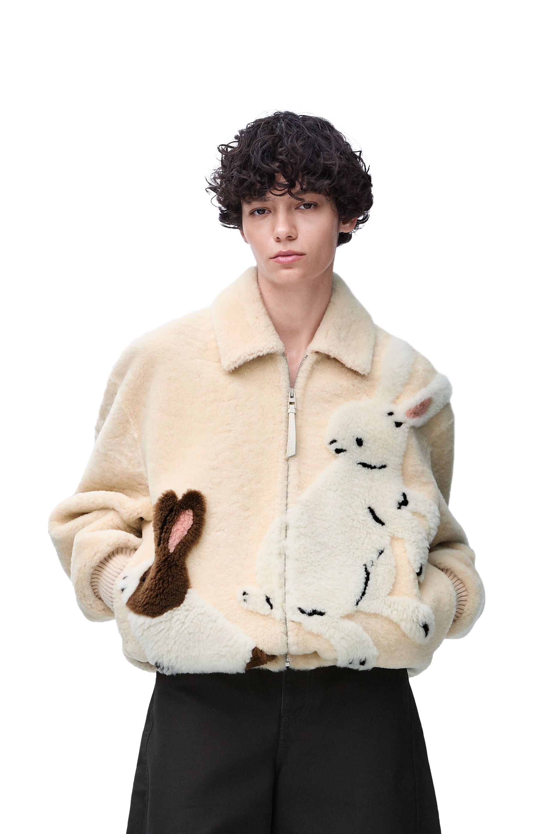 Zip-up jacket in shearling - 3