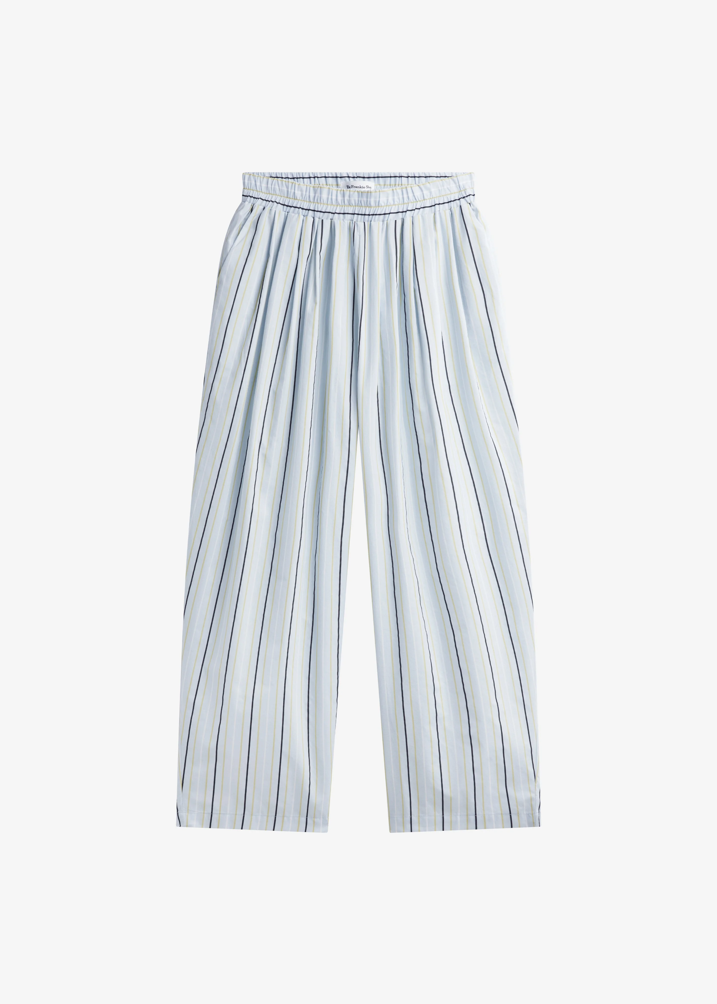 Otranto Cotton Barrel Leg Pants - Blue Multi Stripe - 1