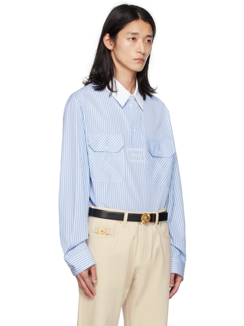 VERSACE Blue & White Striped Shirt outlook
