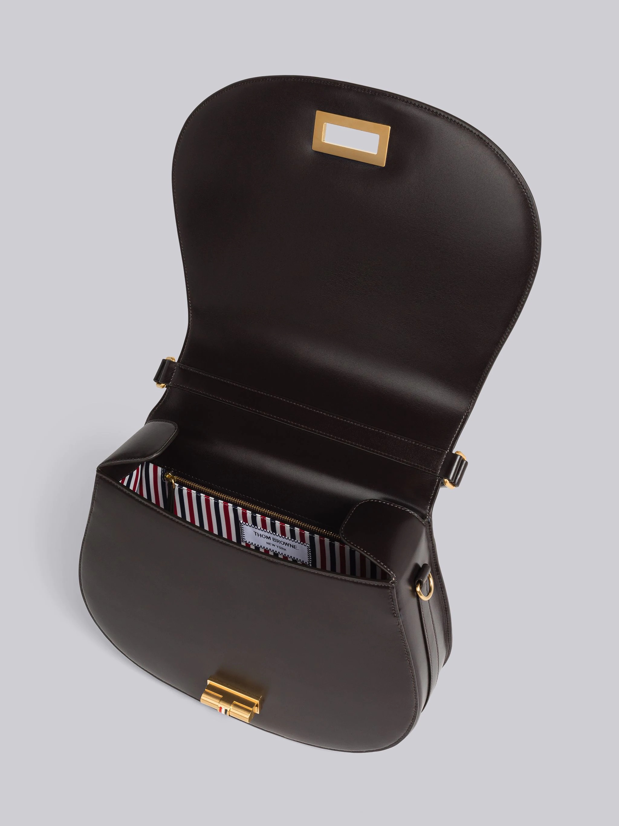 Box Calf Large Enamel Lock Saddle Bag - 5